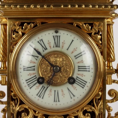 Triptych Gilt Bronze Clock