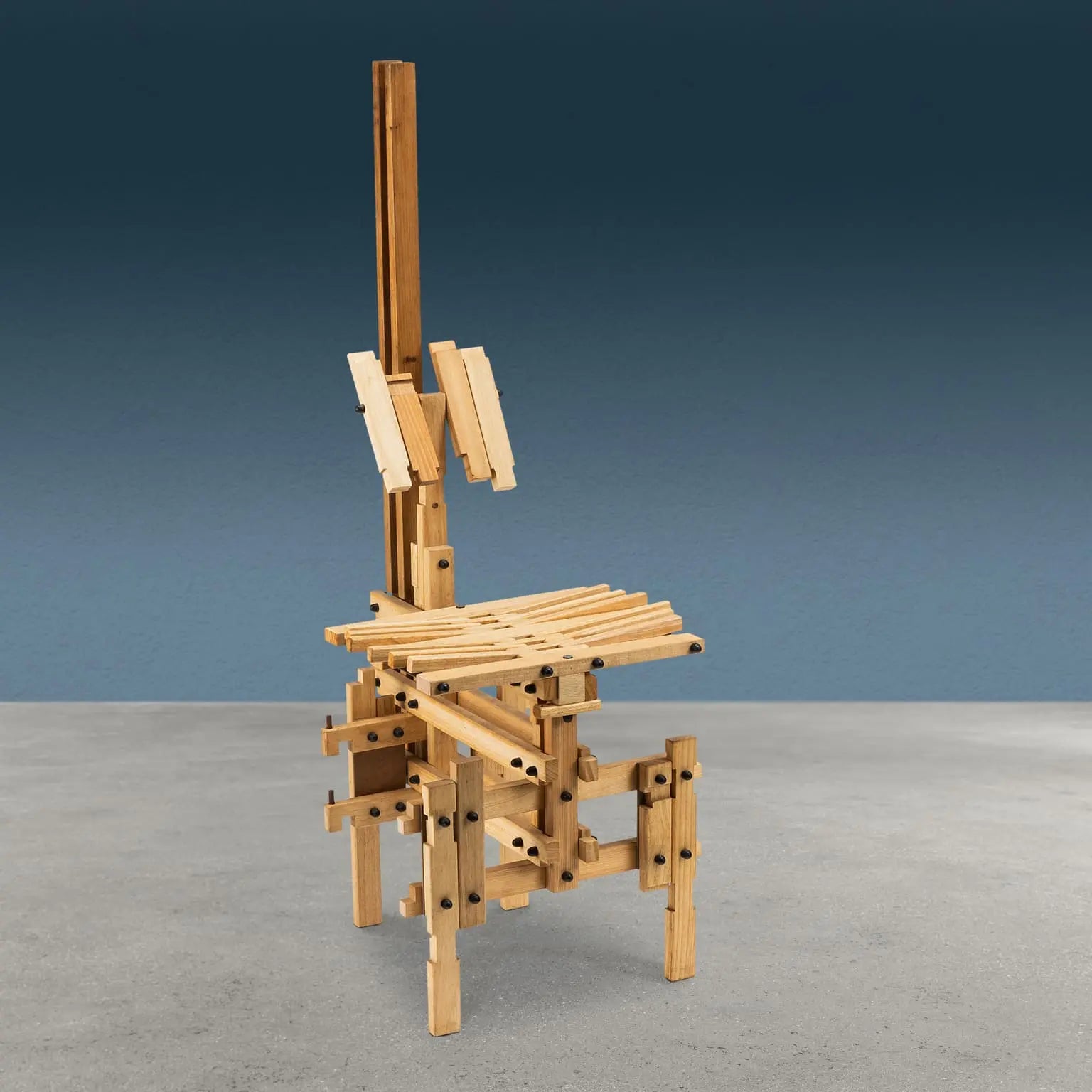 Post-Modern Sculptural Chair Wood Design Anacleto Spazzapan