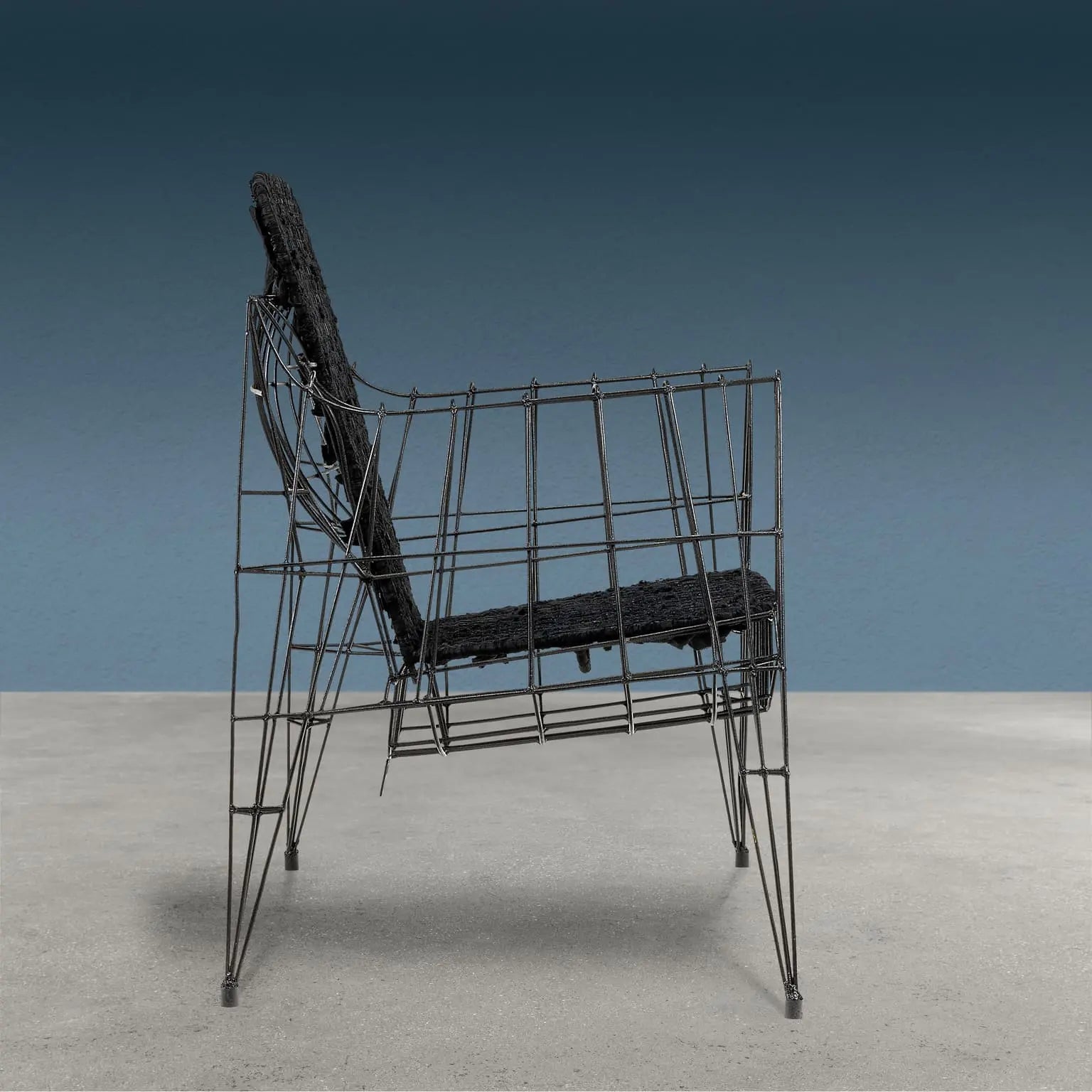 Glass Armchair Minimalisti Series Iron Design Anacleto Spazzapan - Design Anacleto Spazzapan | Modernism  Armchairs