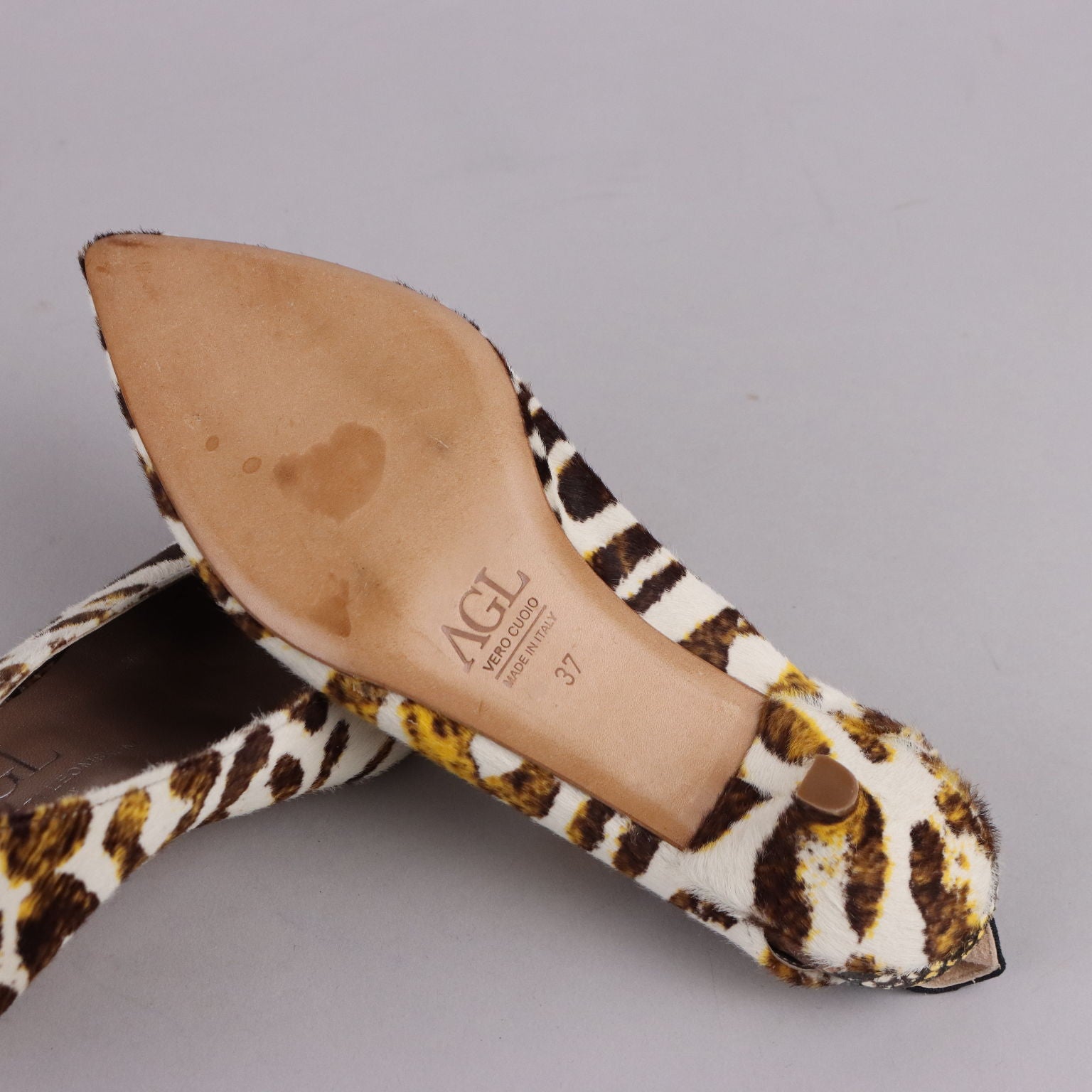 Second Hand AGL Shoes Slingback Animalier Printed Leather UK Size 4,5 - UK Size 4,5 | Clothing & House Linens  Second hand