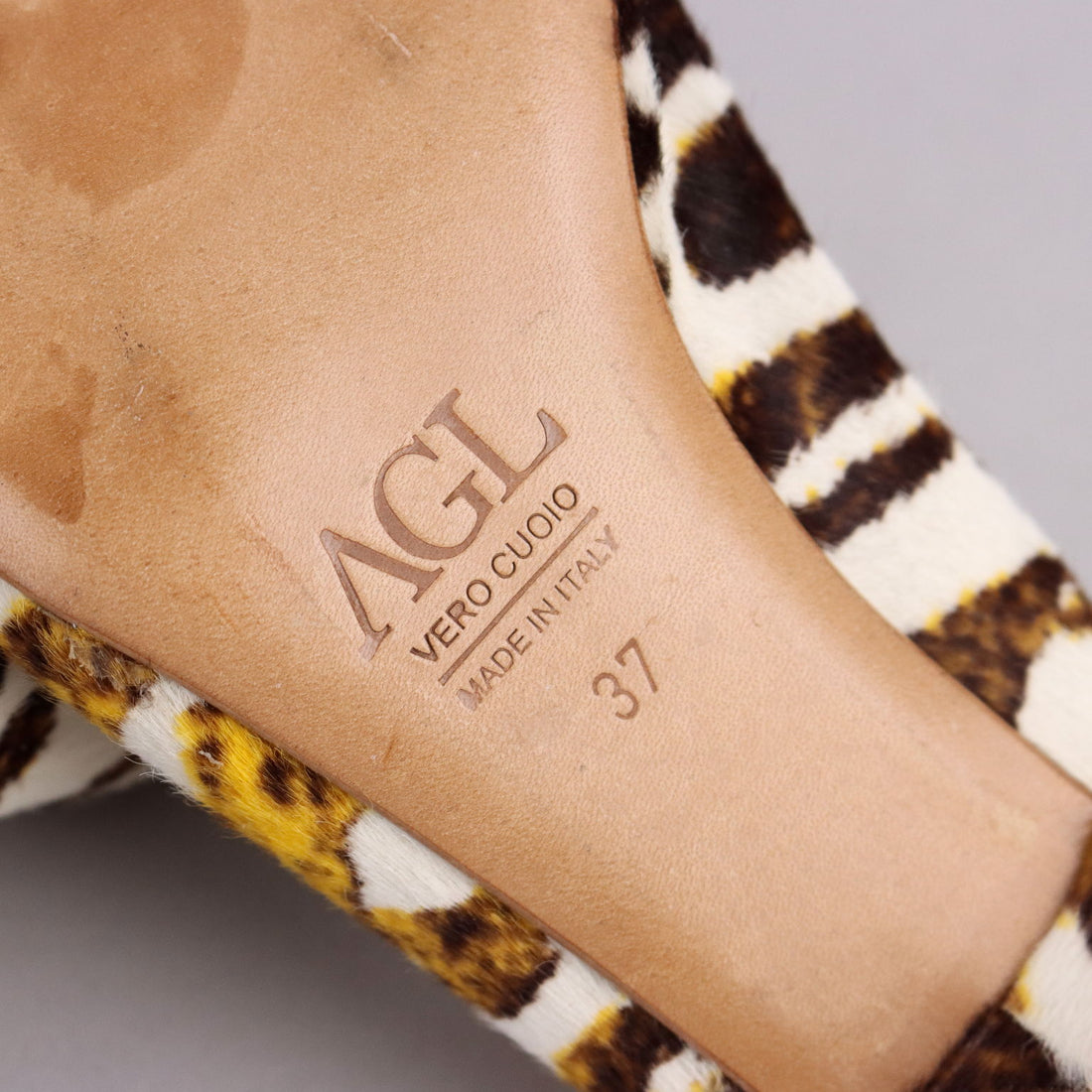 Second Hand AGL Shoes Slingback Animalier Printed Leather UK Size 4,5 - UK Size 4,5 | Clothing & House Linens  Second hand