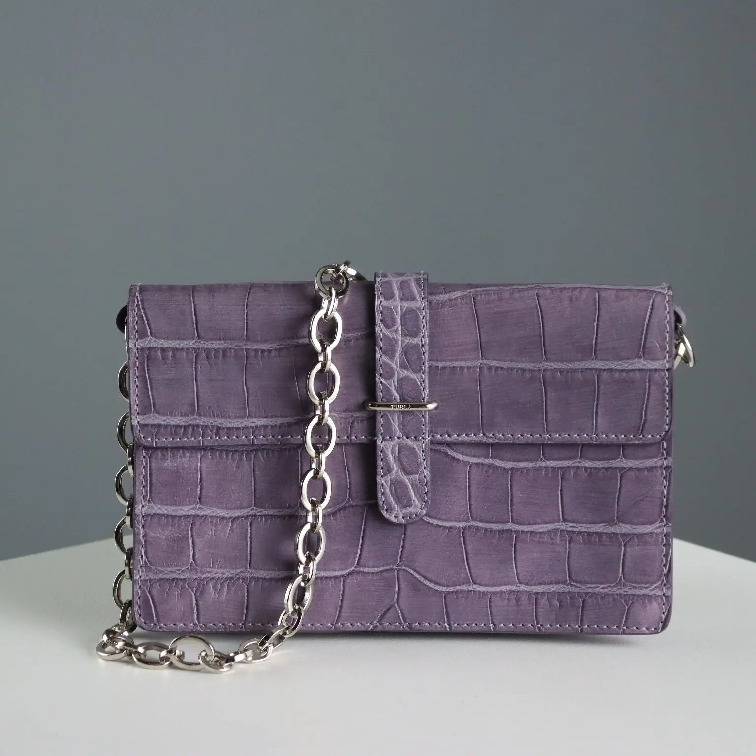 Furla Mini Bag Genuine Leather Crocodile Print Second Hand Italy - Genuine Leather | Clothing & House Linens | Second hand