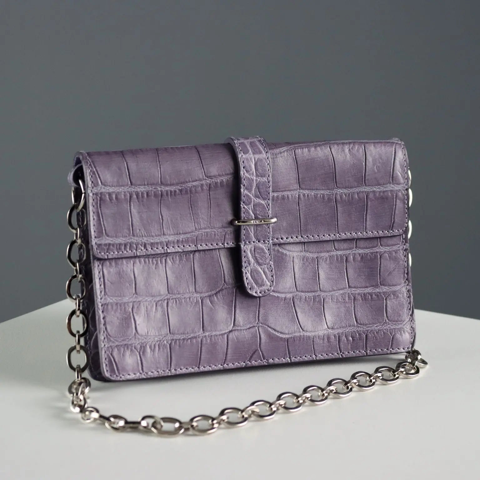 Furla Mini Bag Genuine Leather Crocodile Print Second Hand Italy - Genuine Leather | Clothing & House Linens | Second hand