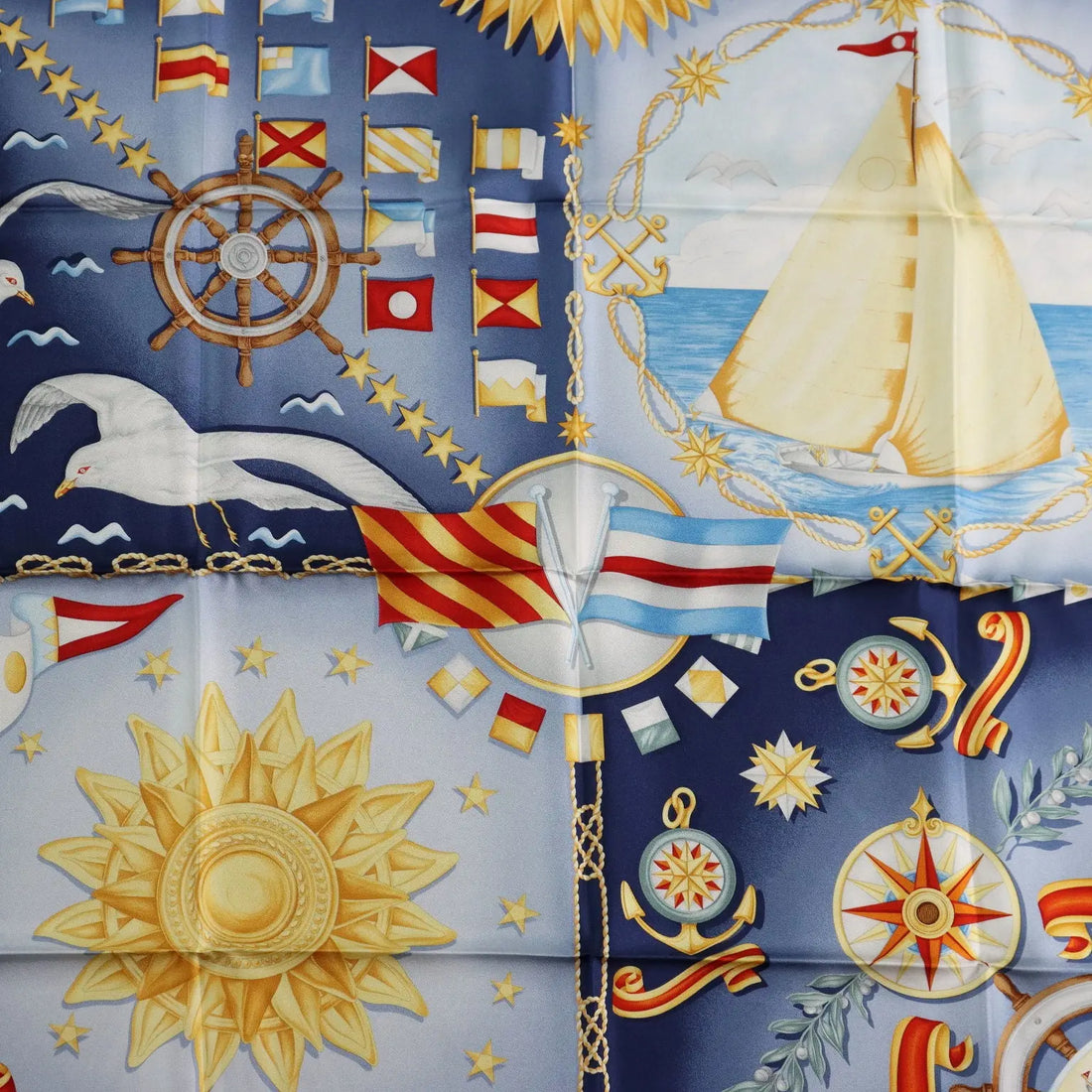 Ferragamo Vela Blu Scarf Pure Silk Yacht Capital Italy Second Hand - Pure Silk | Clothing & House Linens | Second hand