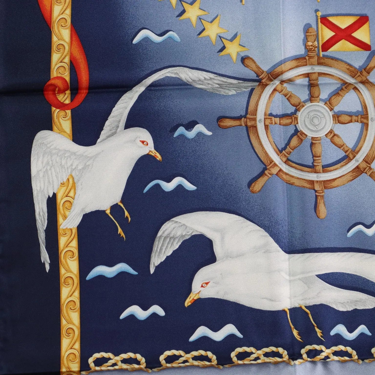 Ferragamo Vela Blu Scarf Pure Silk Yacht Capital Italy Second Hand - Pure Silk | Clothing & House Linens | Second hand