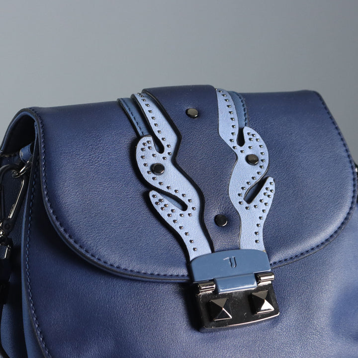 Trussardi Navy Blue Bag Leatherette with Studs Second Hand Italy