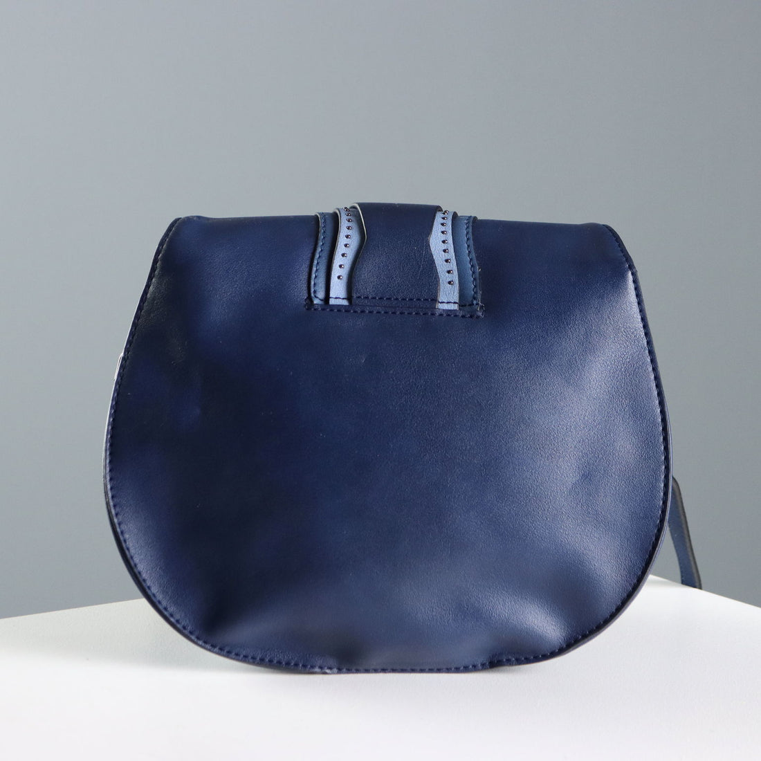 Trussardi Navy Blue Bag Leatherette with Studs Second Hand Italy