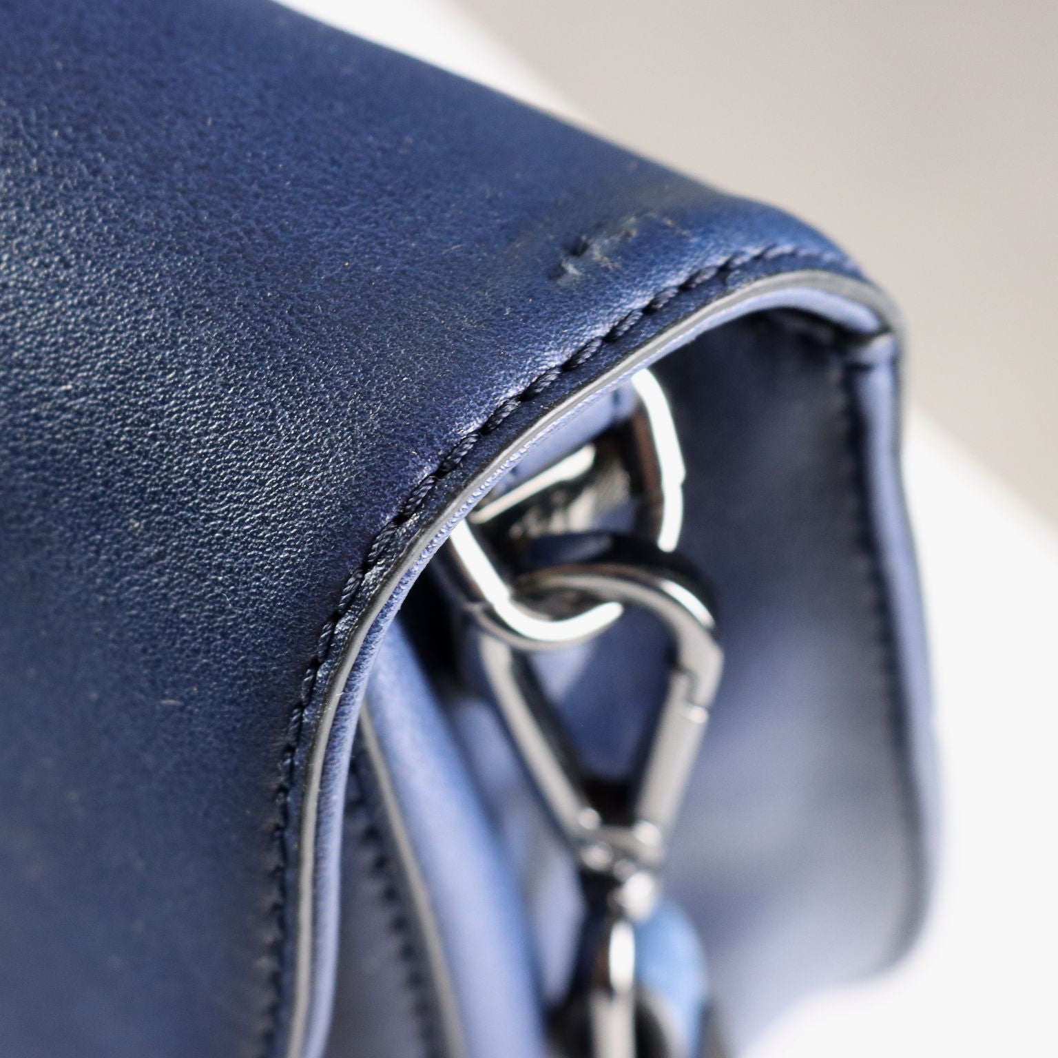 Trussardi Navy Blue Bag Leatherette with Studs Second Hand Italy