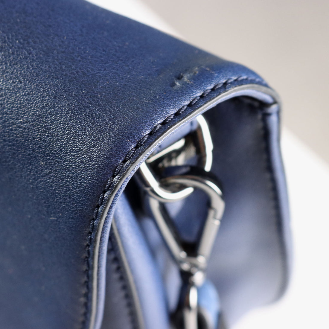 Trussardi Navy Blue Bag Leatherette with Studs Second Hand Italy