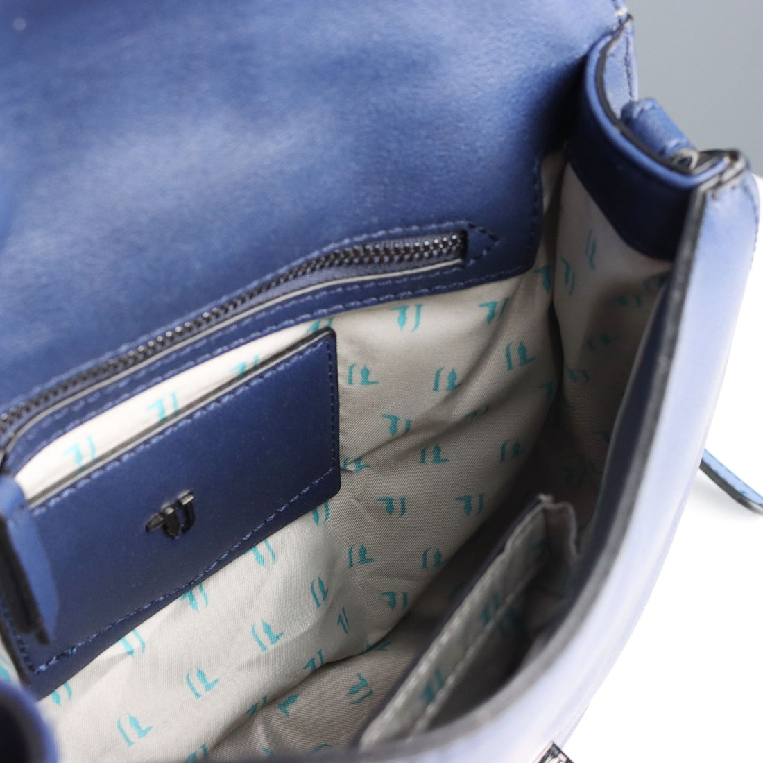 Trussardi Navy Blue Bag Leatherette with Studs Second Hand Italy