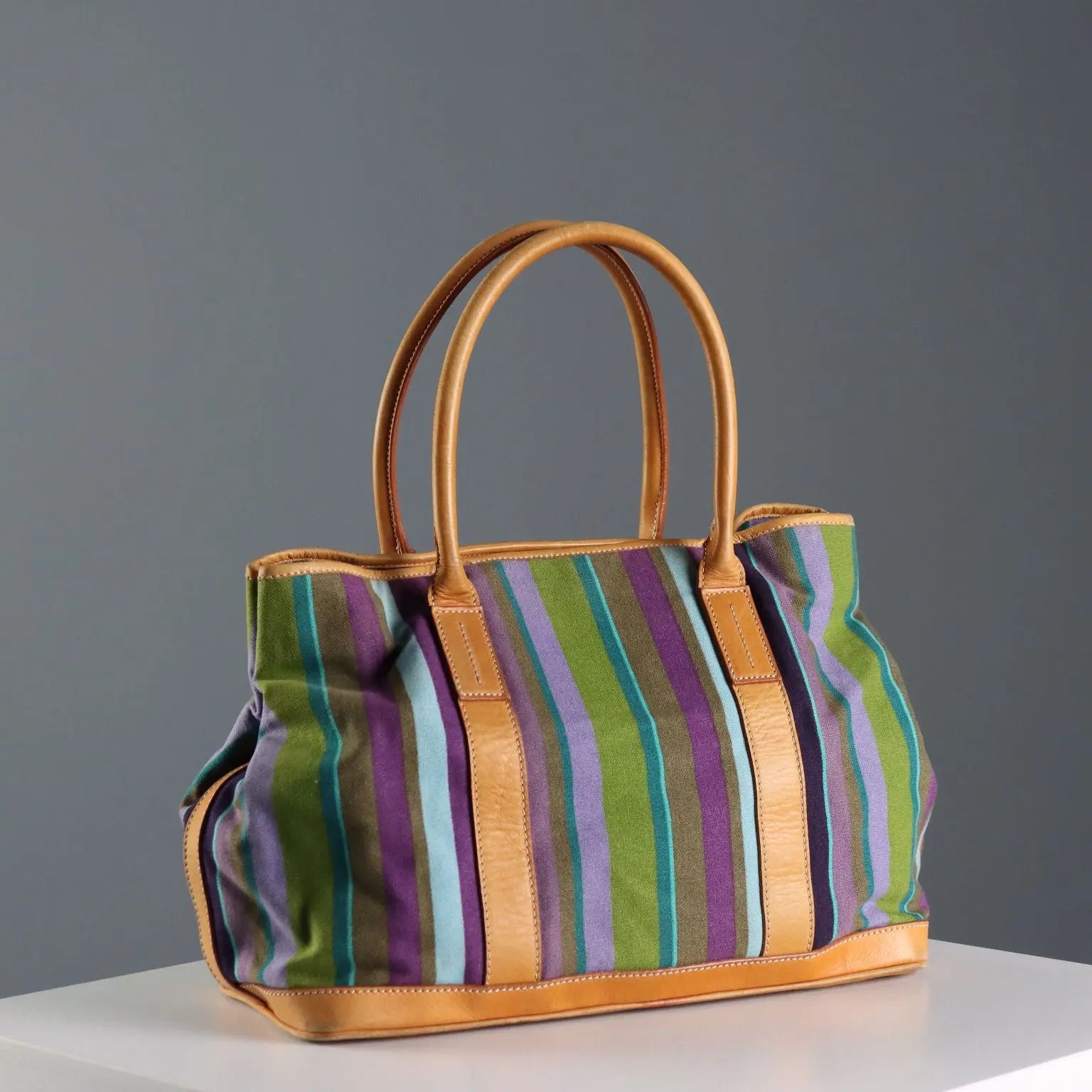Gallo Striped Bag Second Hand Canvas Leather Italy | Clothing & House Linens | Second hand