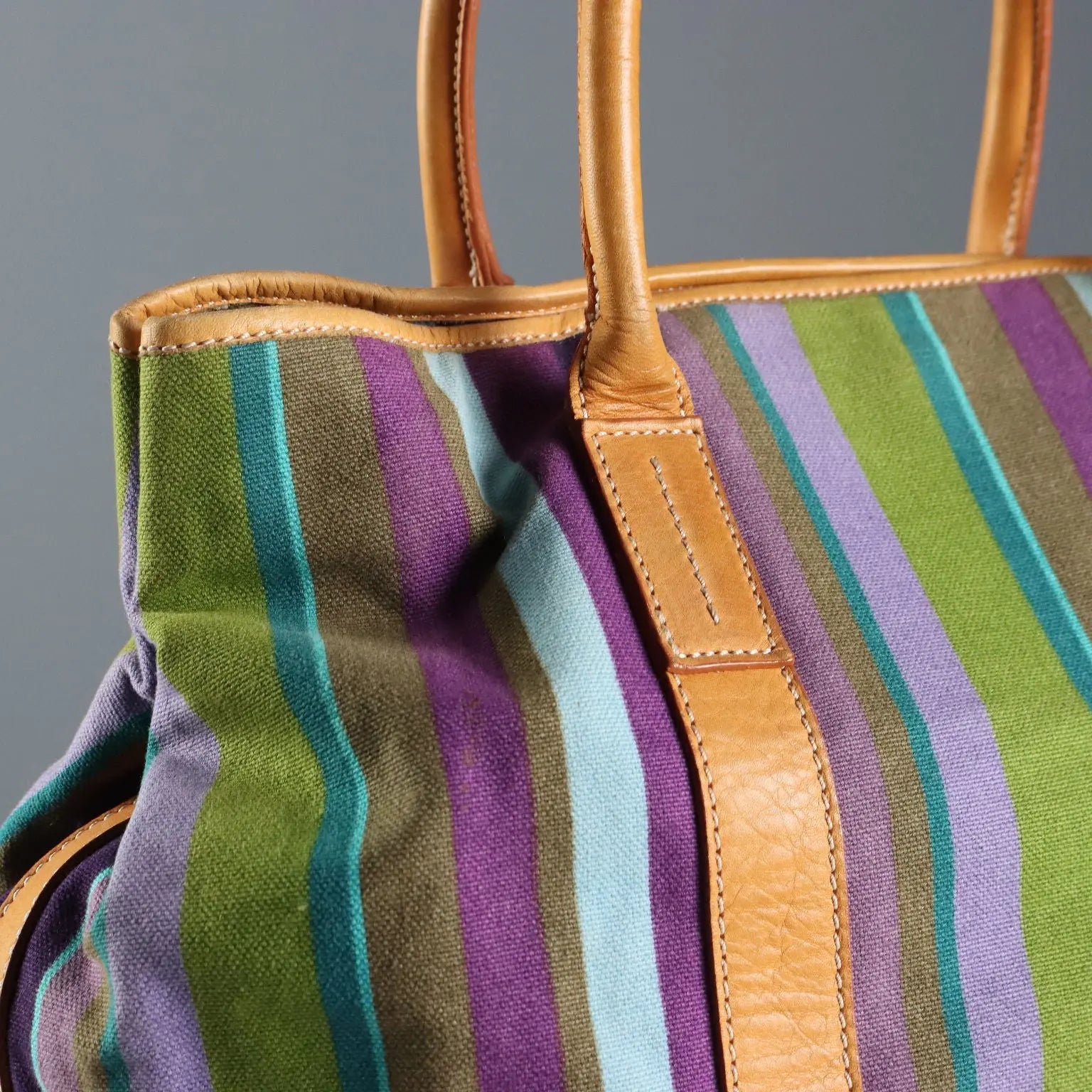 Gallo Striped Bag Second Hand Canvas Leather Italy | Clothing & House Linens | Second hand