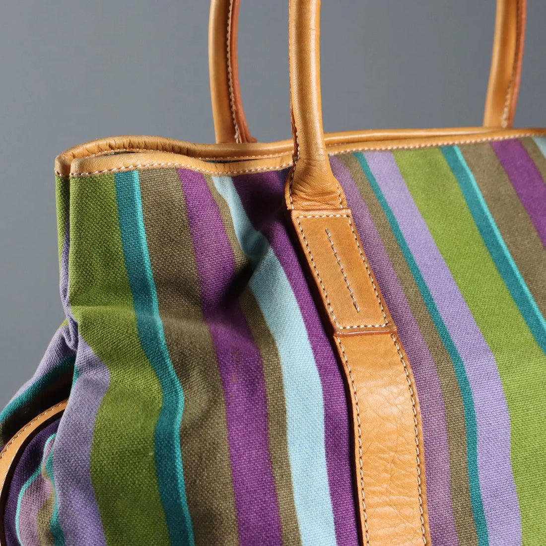 Gallo Striped Bag Second Hand Canvas Leather Italy | Clothing & House Linens | Second hand