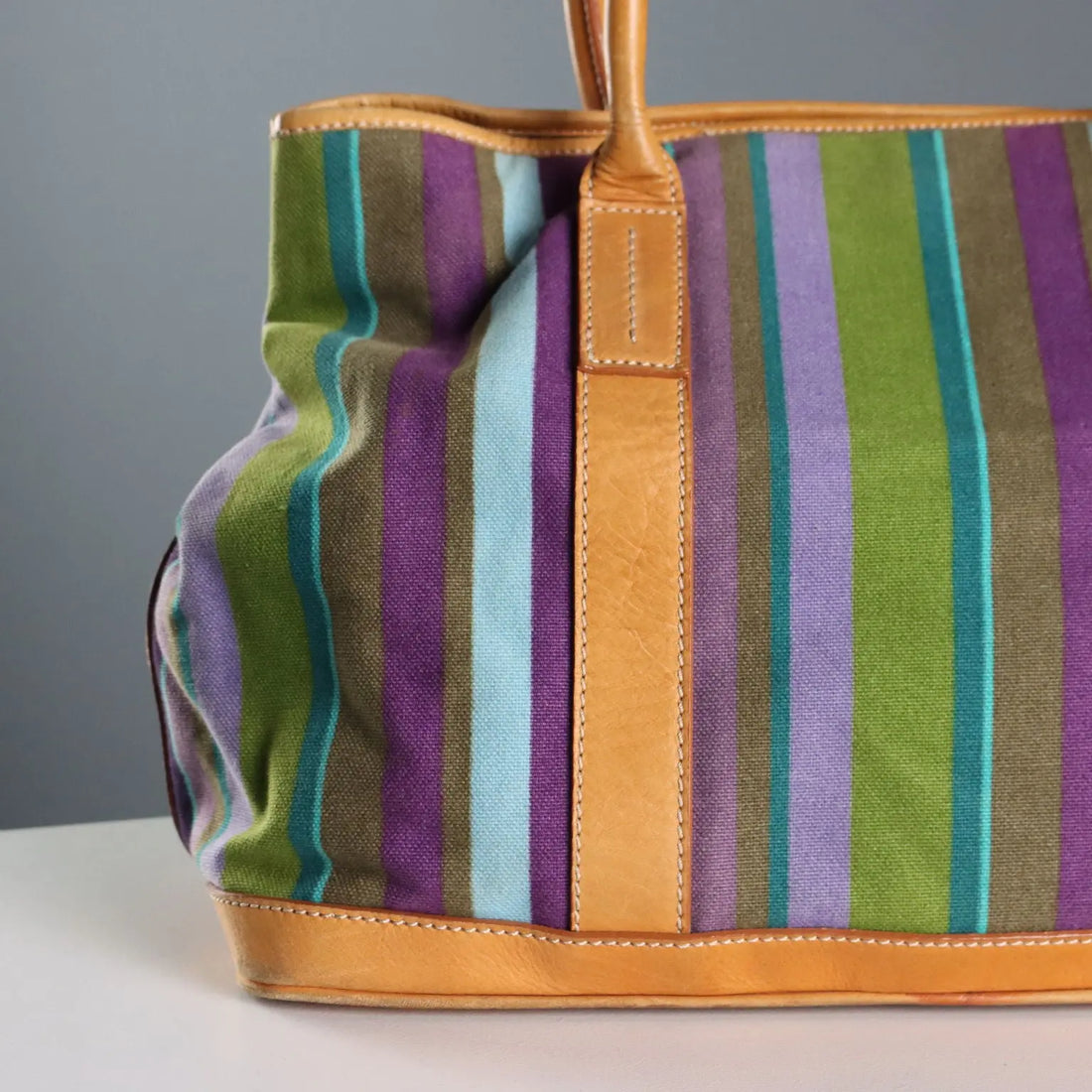 Gallo Striped Bag Second Hand Canvas Leather Italy | Clothing & House Linens | Second hand