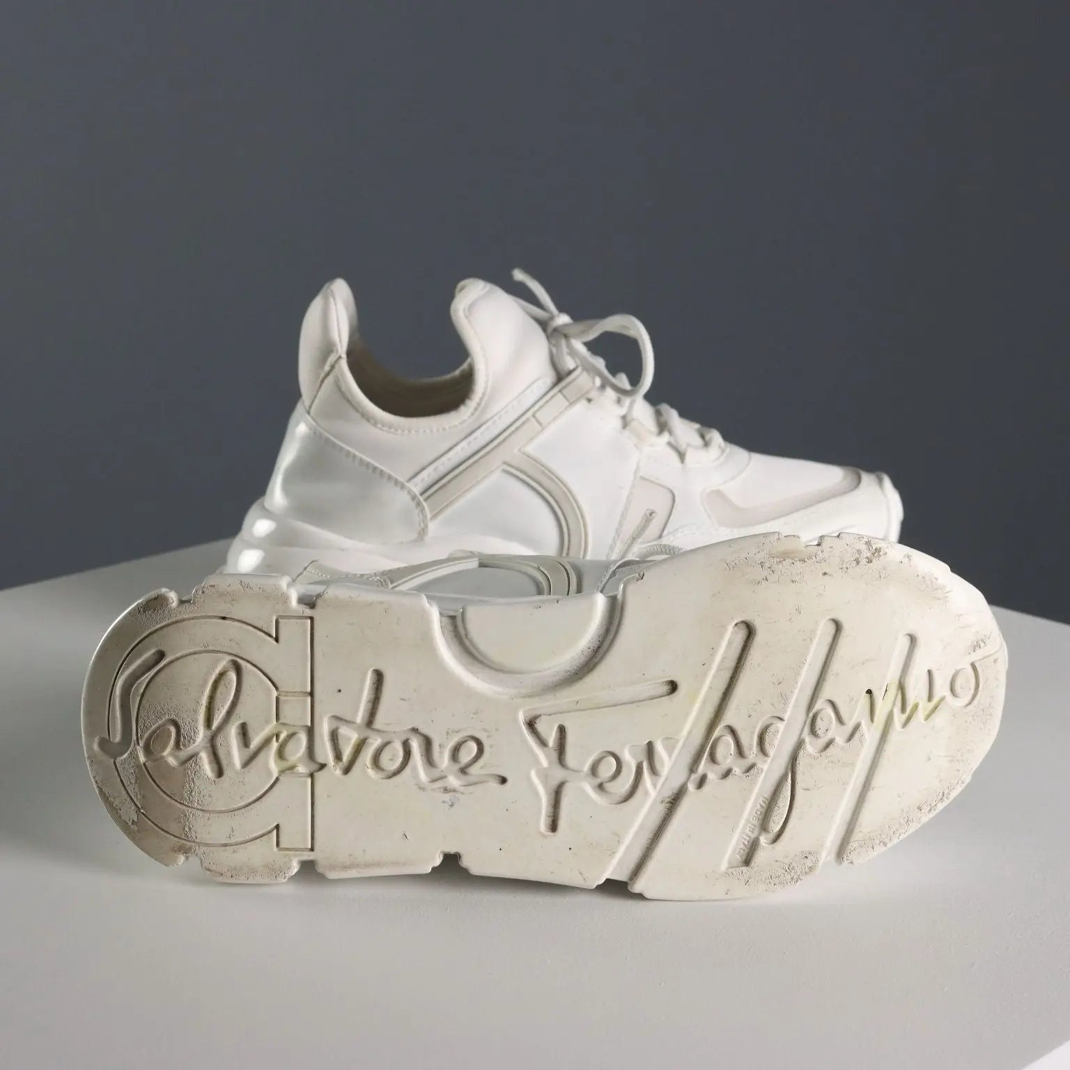 Ferragamo White Sneakers Leather Rubber UK Size 3 Second Hand Italy - UK Size 3 | Clothing & House Linens | Second hand