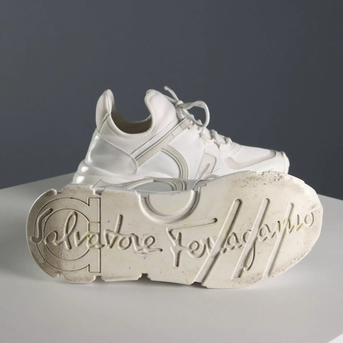 Ferragamo White Sneakers Leather Rubber UK Size 3 Second Hand Italy - UK Size 3 | Clothing & House Linens | Second hand