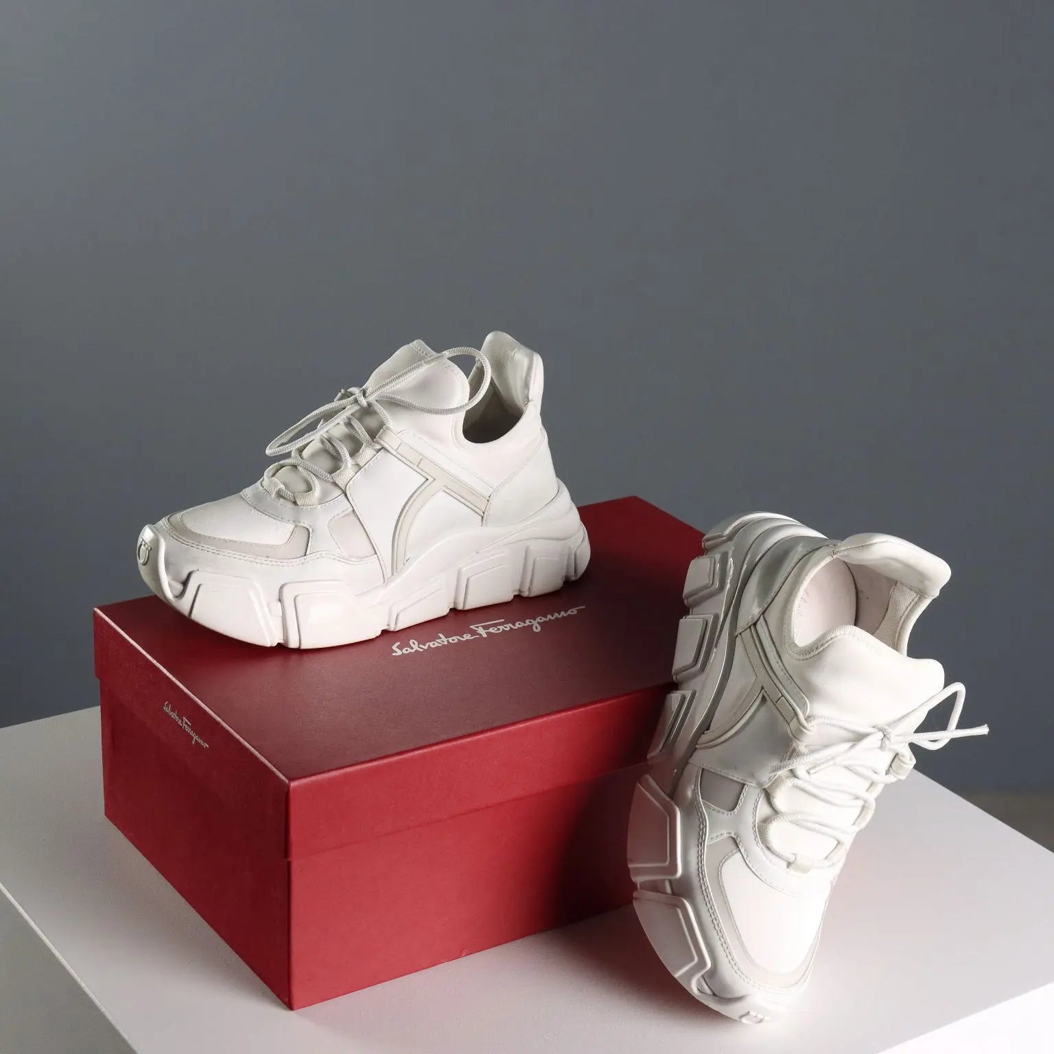 Ferragamo White Sneakers Leather Rubber UK Size 3 Second Hand Italy - UK Size 3 | Clothing & House Linens | Second hand