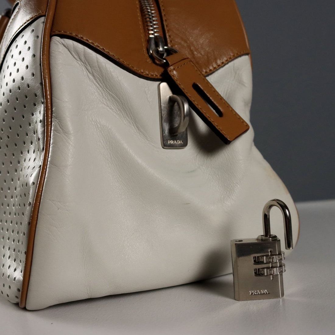 Prada Bowling Bag Genuine Leather Two Tone Second Hand - Genuine Leather | Clothing & House Linens | Second hand