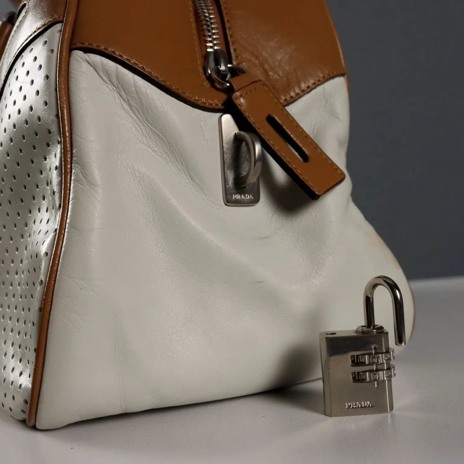 Prada Bowling Bag Genuine Leather Two Tone Second Hand - Genuine Leather | Clothing & House Linens | Second hand