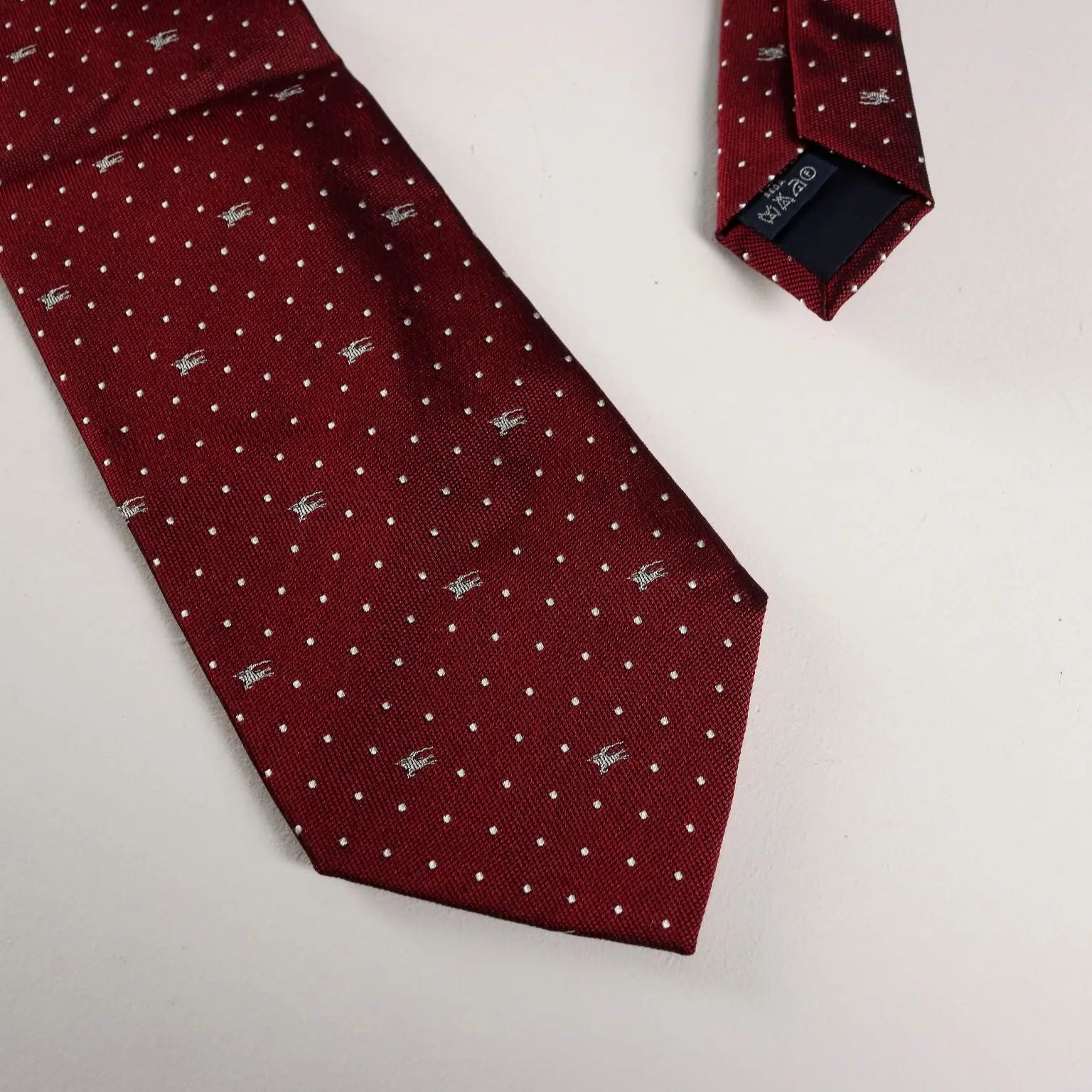 Burberry Bordeaux Tie Pure Silk Dots England Second Hand - Pure Silk | Clothing & House Linens | Vintage