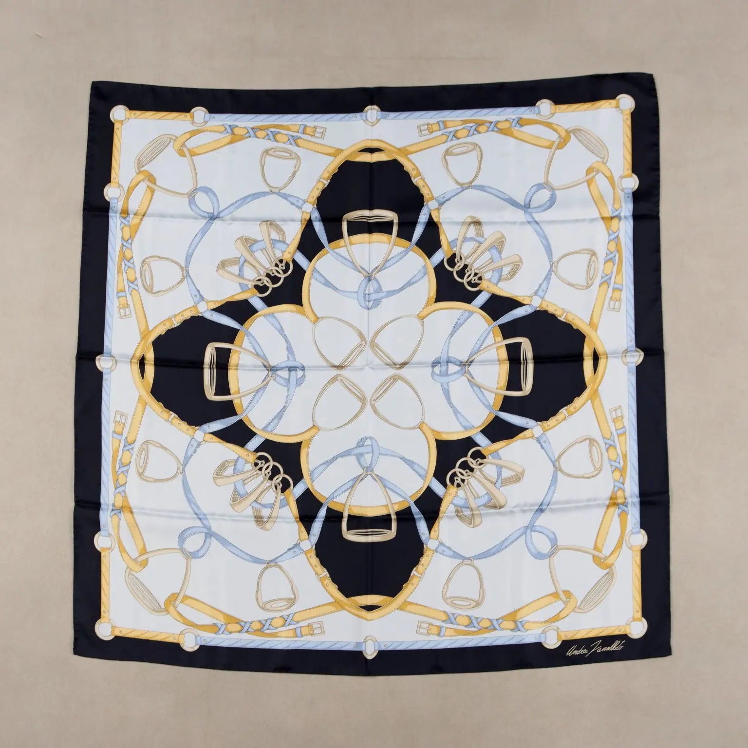 Zanellato Scarf Pure Silk Horse Riding Second Hand Italy