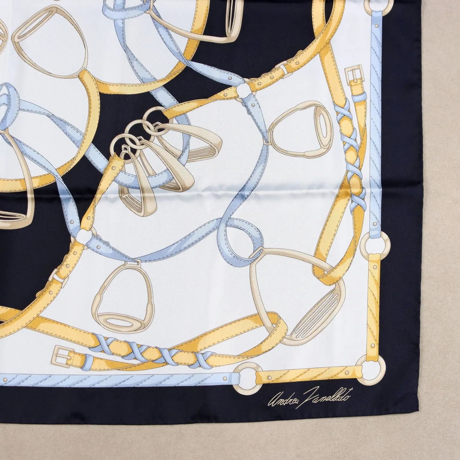 Zanellato Scarf Pure Silk Horse Riding Second Hand Italy