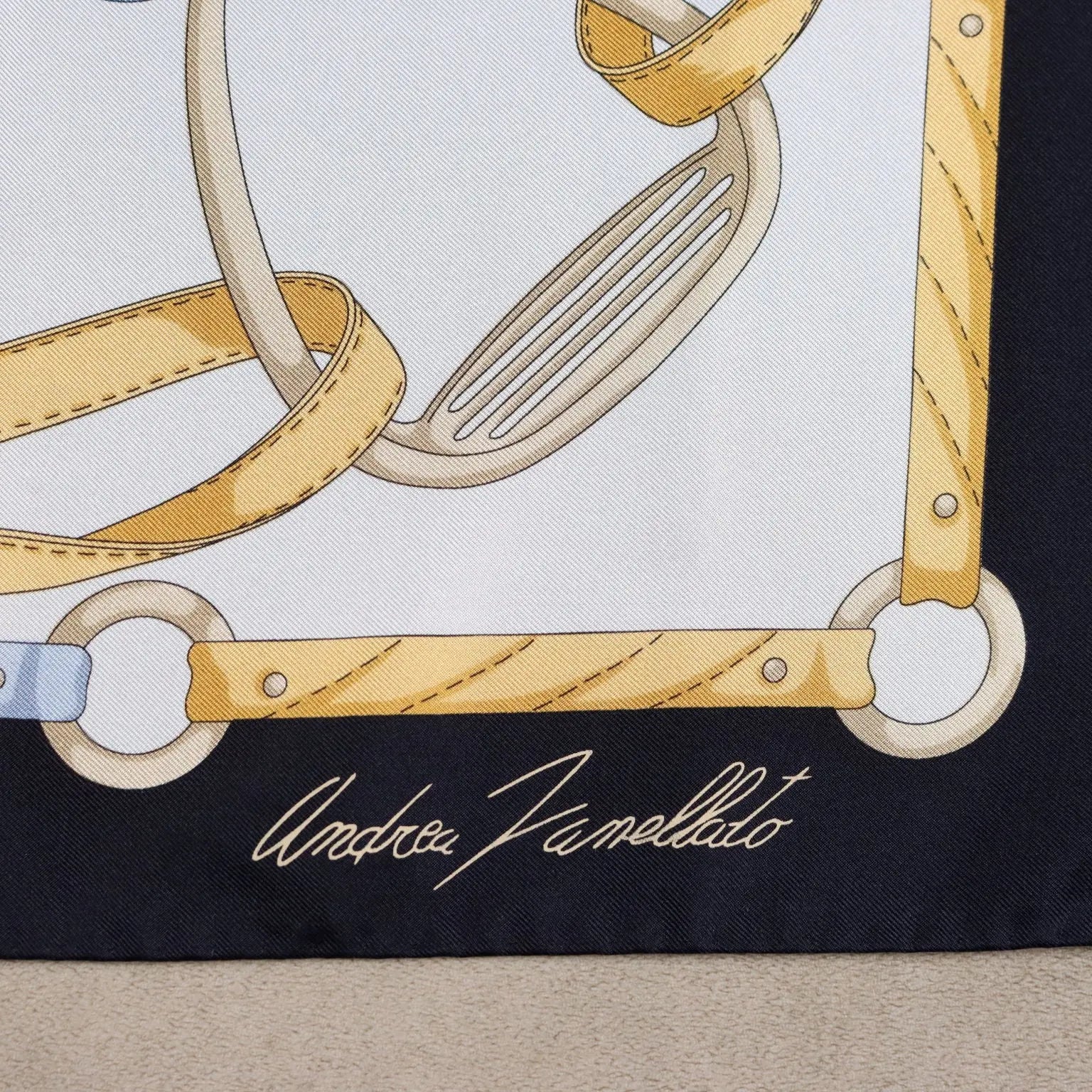 Zanellato Scarf Pure Silk Horse Riding Second Hand Italy