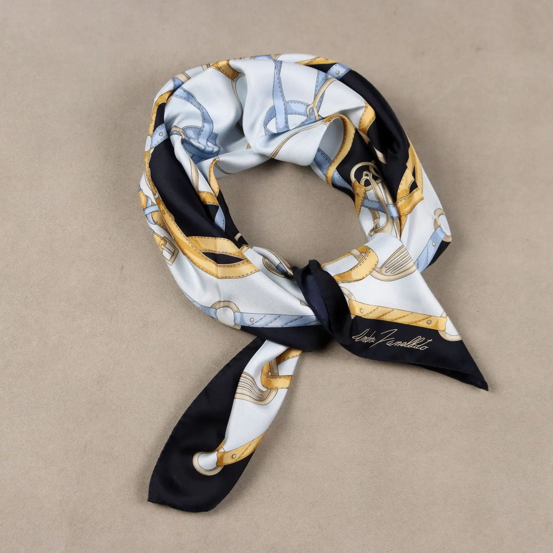 Zanellato Scarf Pure Silk Horse Riding Second Hand Italy