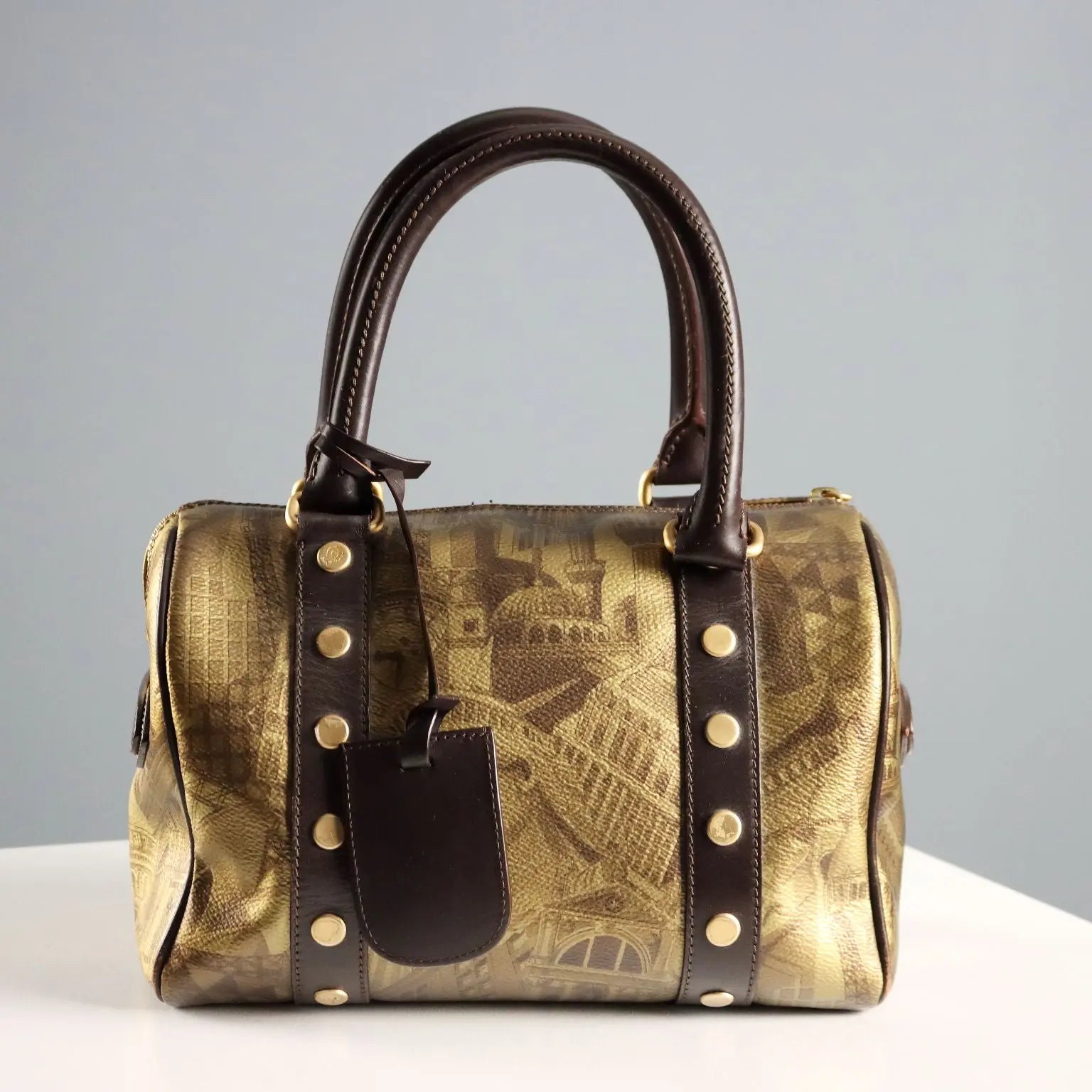 Fontana 1915 Bag Genuine Leather Architecture Print Second Hand - Genuine Leather | Clothing & House Linens | Second hand