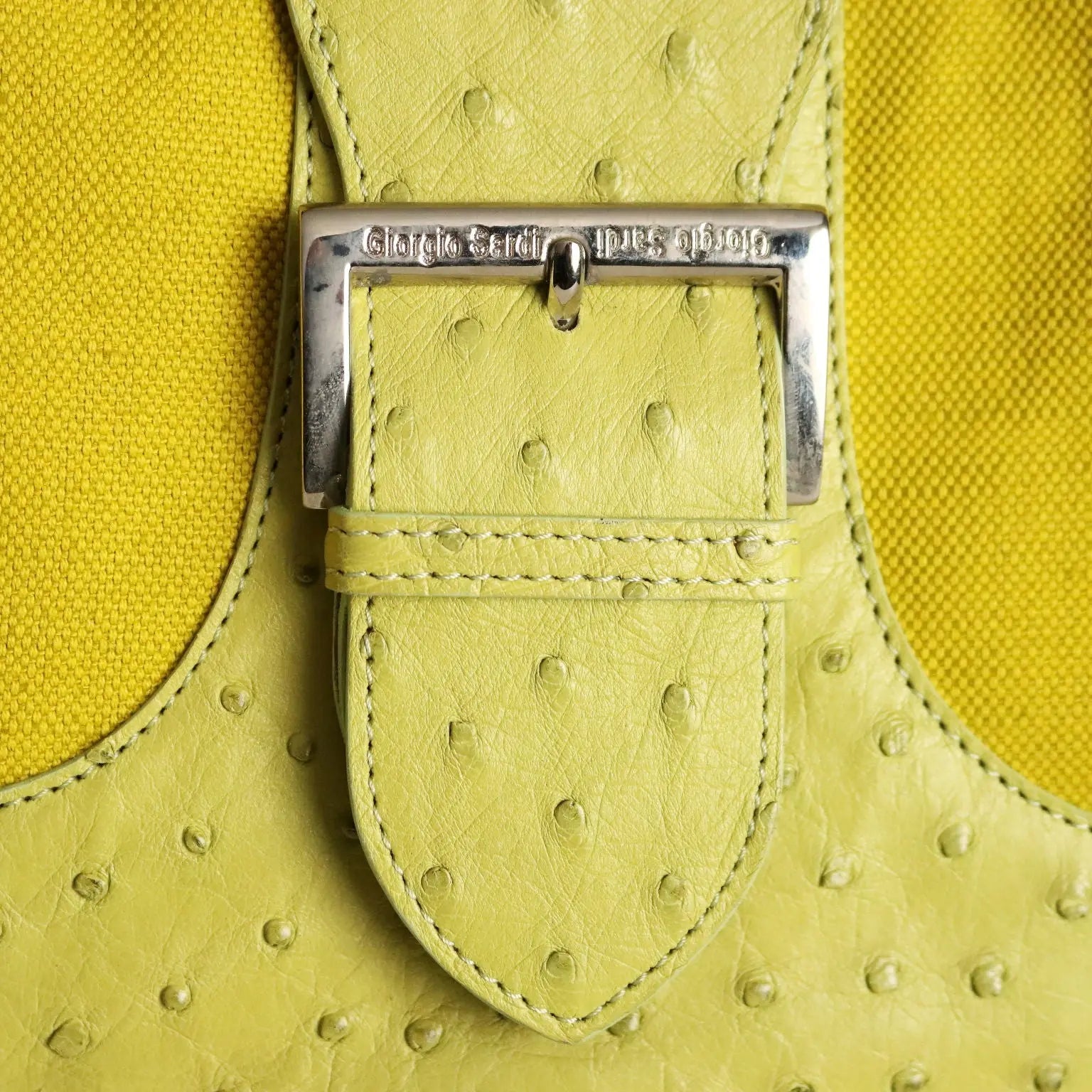 Shoulder Bag Ostrich Leather Canvas Second Hand Italy - Made In Italy | Clothing & House Linens | Second hand