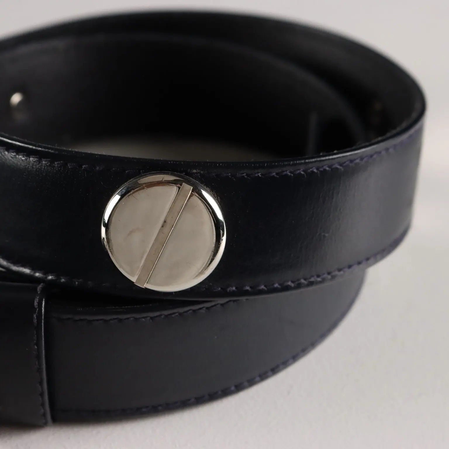 Escada Blue Leather Belt with Metal Studs Second Hand