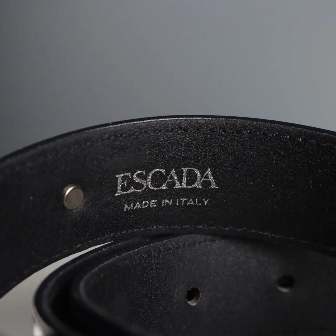 Escada Blue Leather Belt with Metal Studs Second Hand
