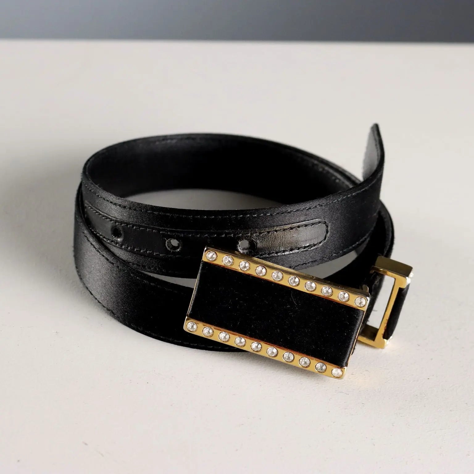 Escada Belt Strass Leather Metal Germany Second Hand