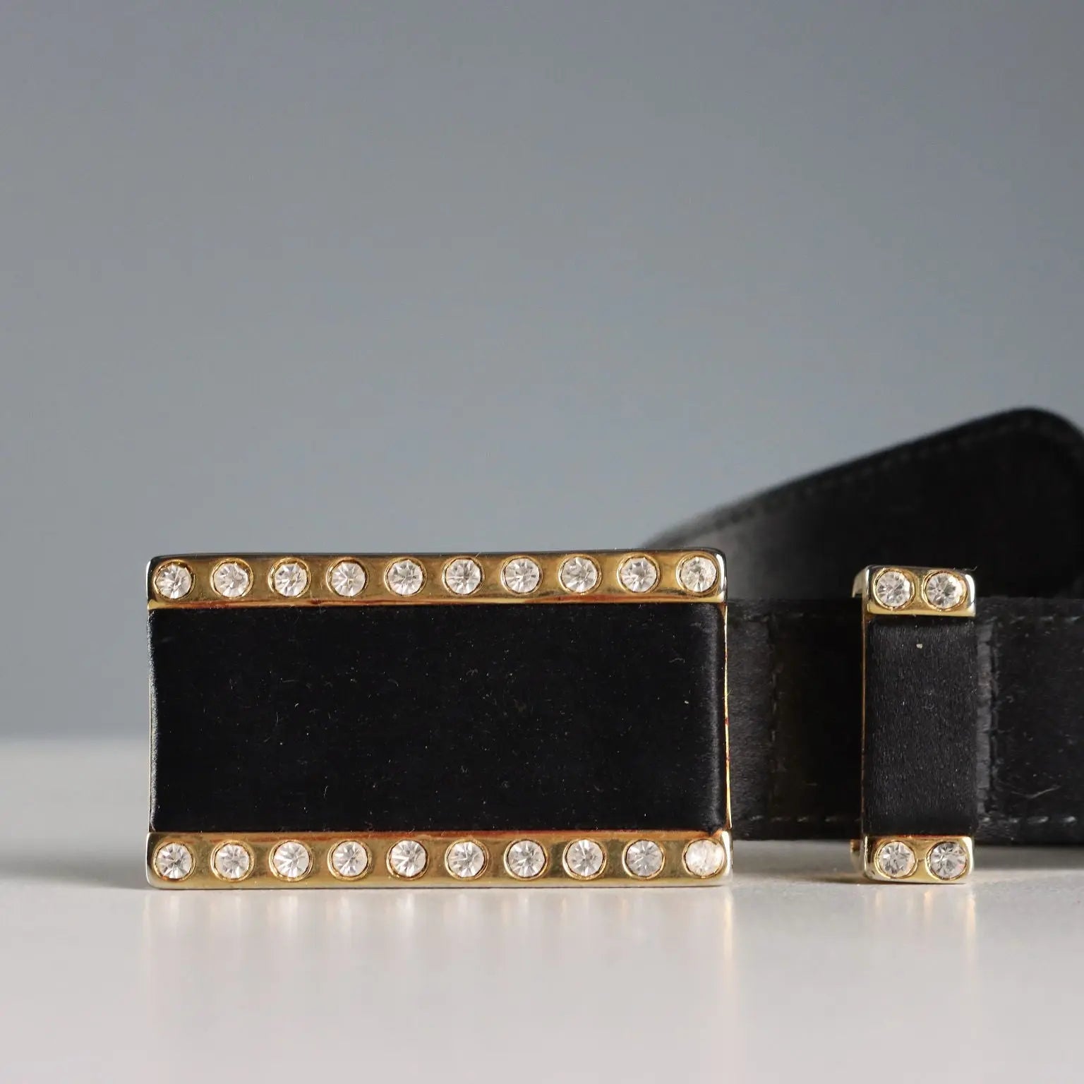 Escada Belt Strass Leather Metal Germany Second Hand