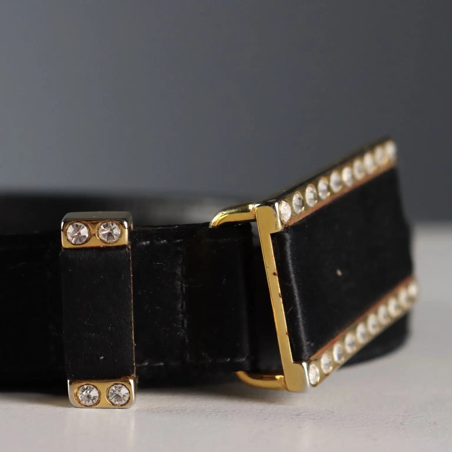 Escada Belt Strass Leather Metal Germany Second Hand