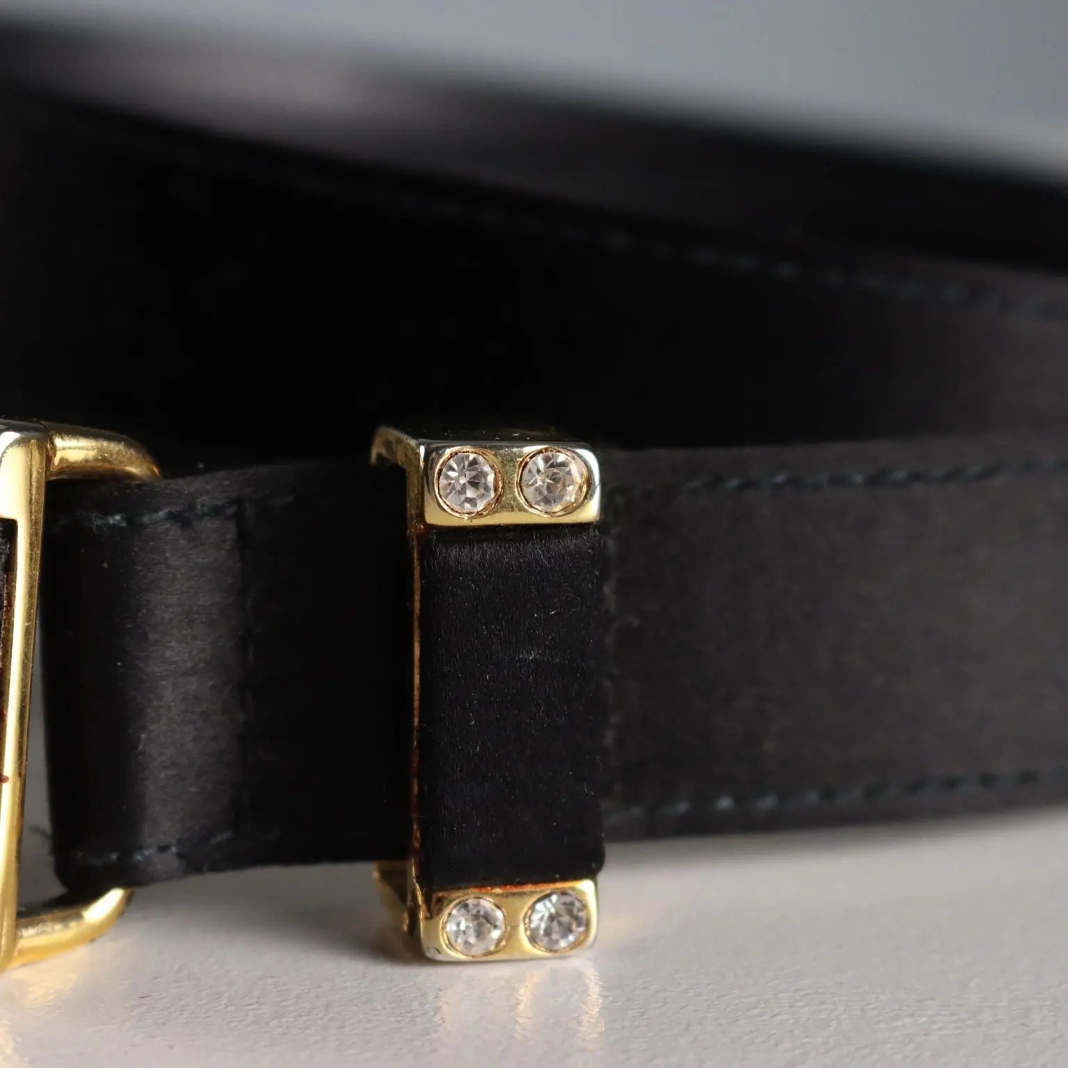 Escada Belt Strass Leather Metal Germany Second Hand