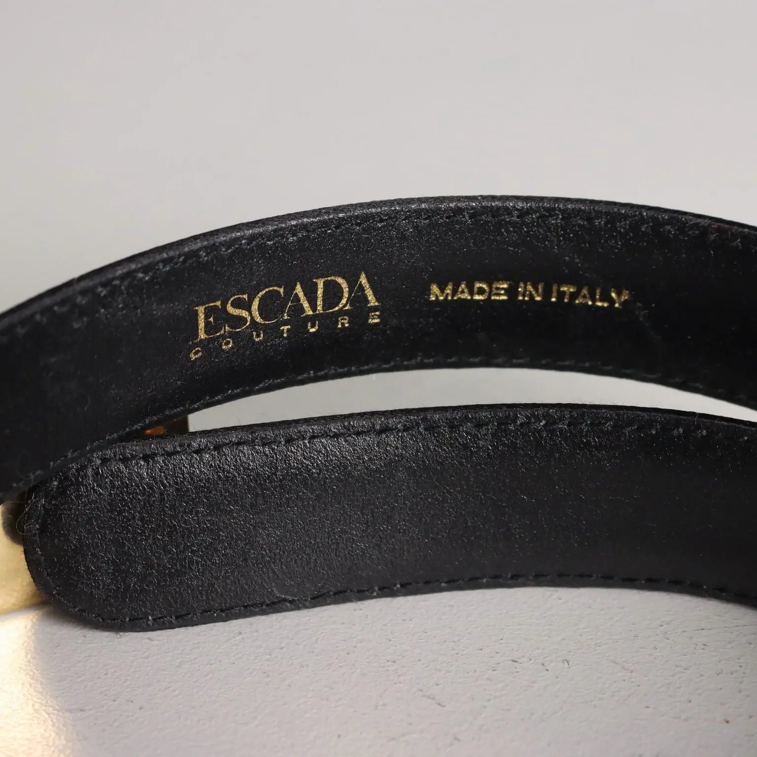 Escada Belt Strass Leather Metal Germany Second Hand