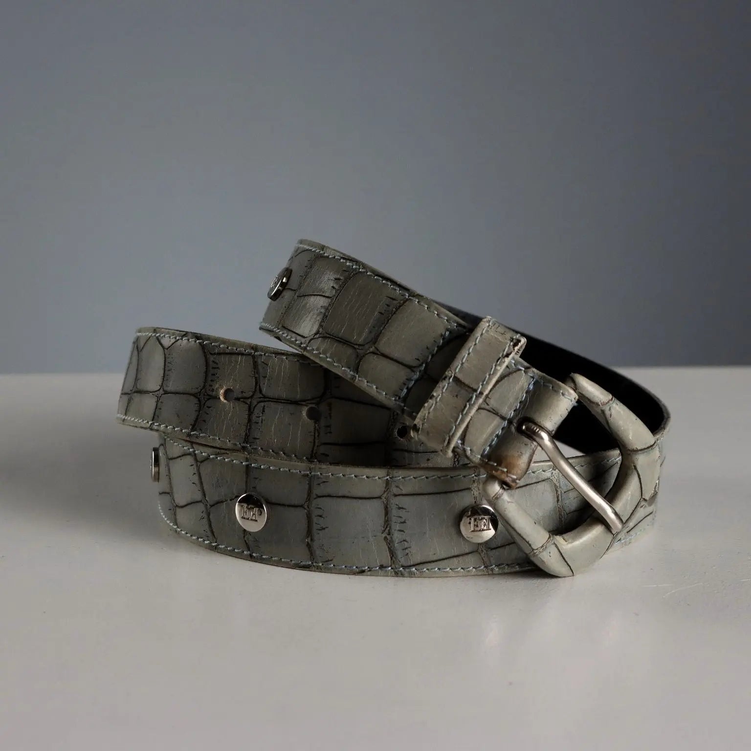 Escada Crocodile Printed Belt Genuine Leather Second Hand
