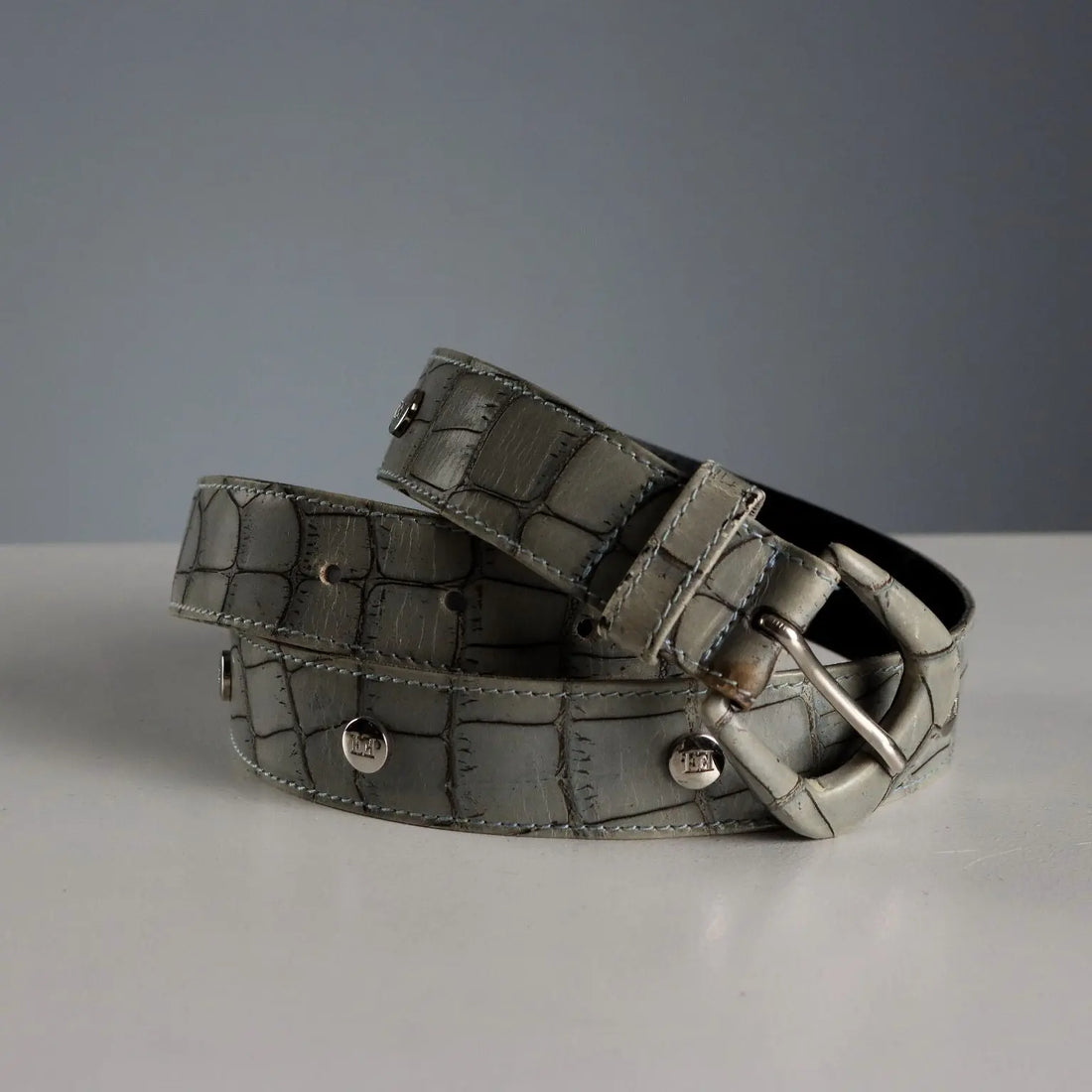 Escada Crocodile Printed Belt Genuine Leather Second Hand