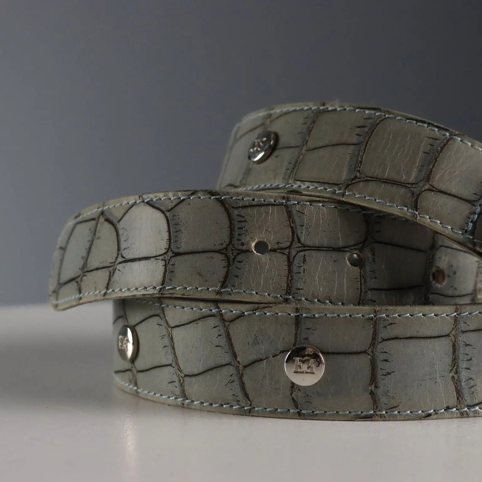 Escada Crocodile Printed Belt Genuine Leather Second Hand