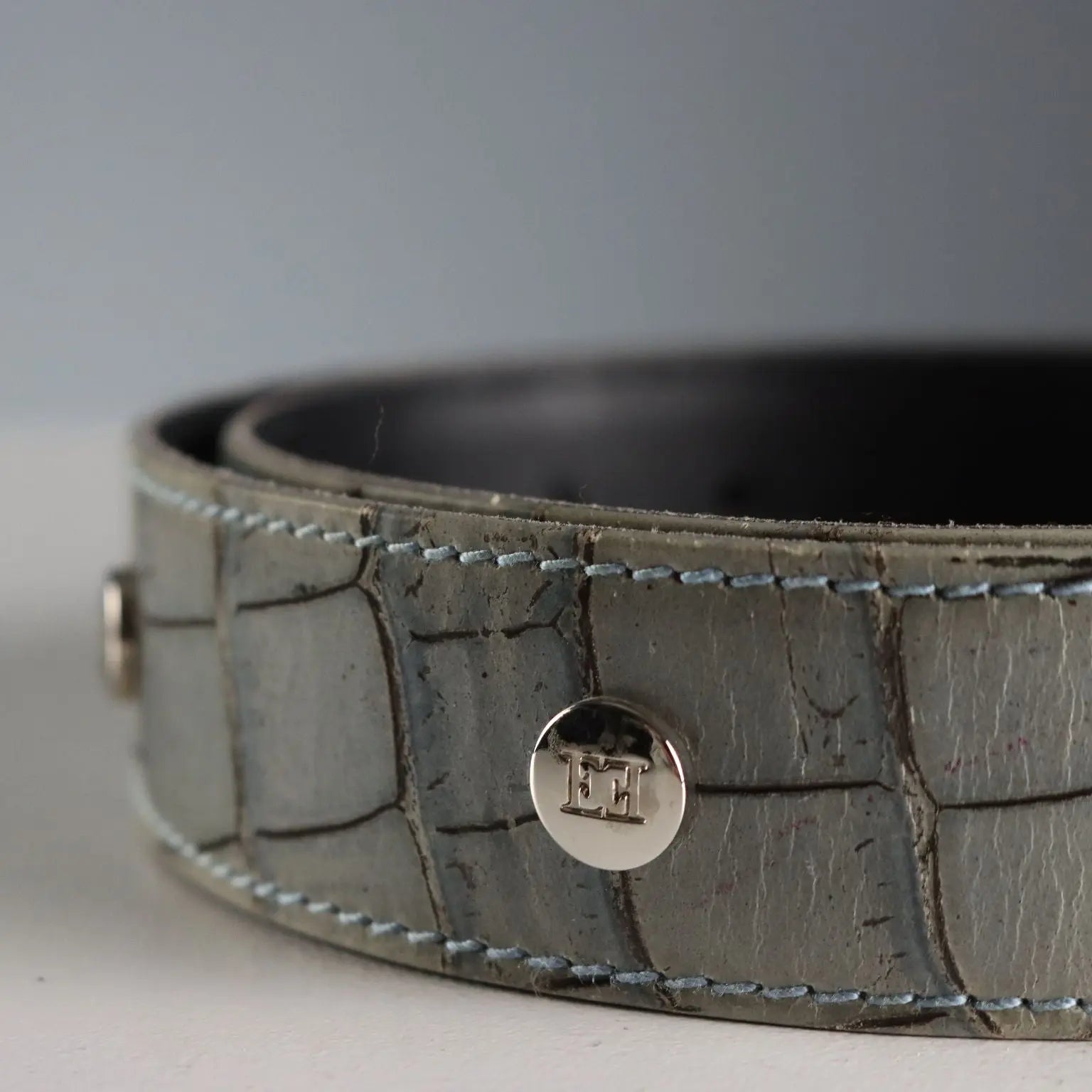 Escada Crocodile Printed Belt Genuine Leather Second Hand
