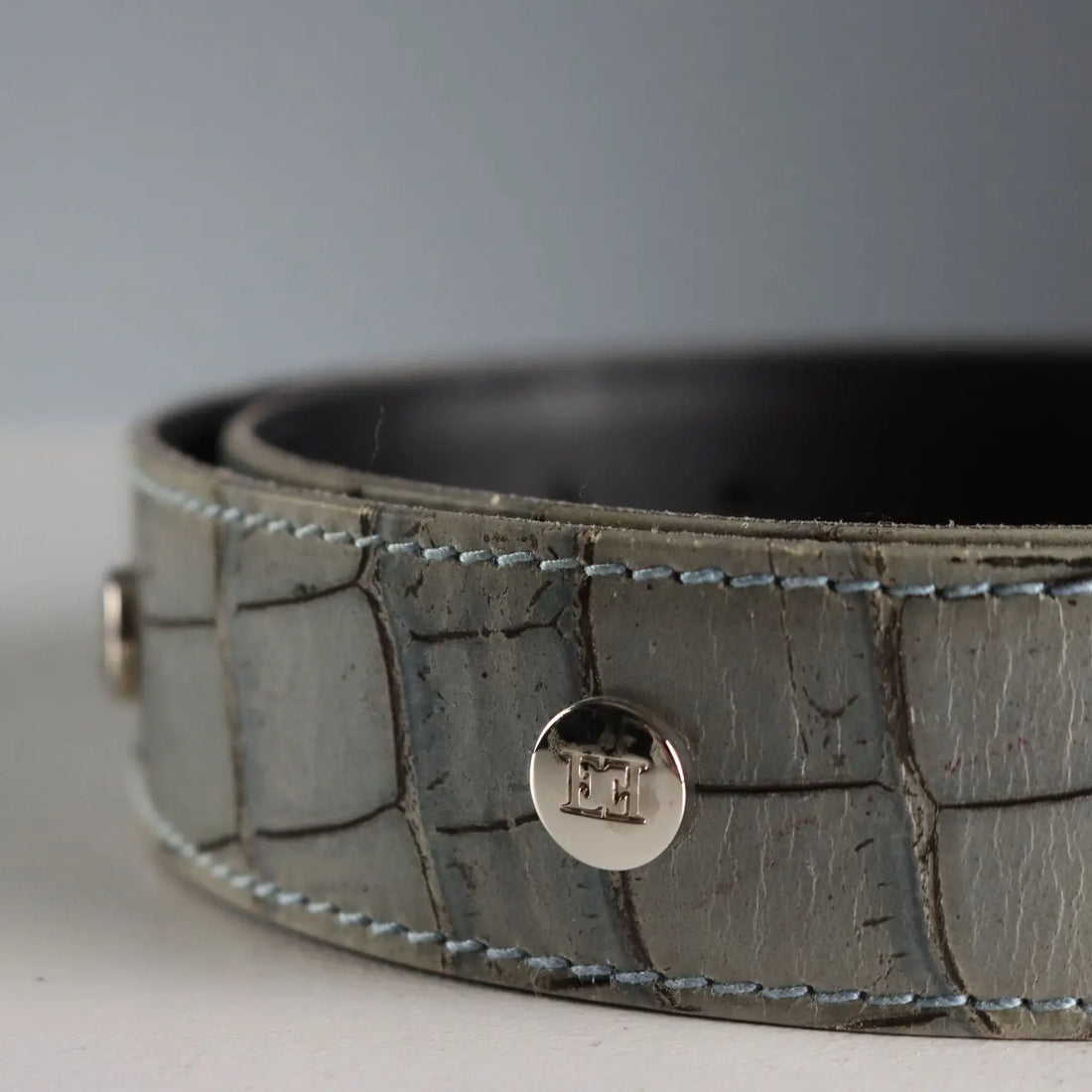 Escada Crocodile Printed Belt Genuine Leather Second Hand