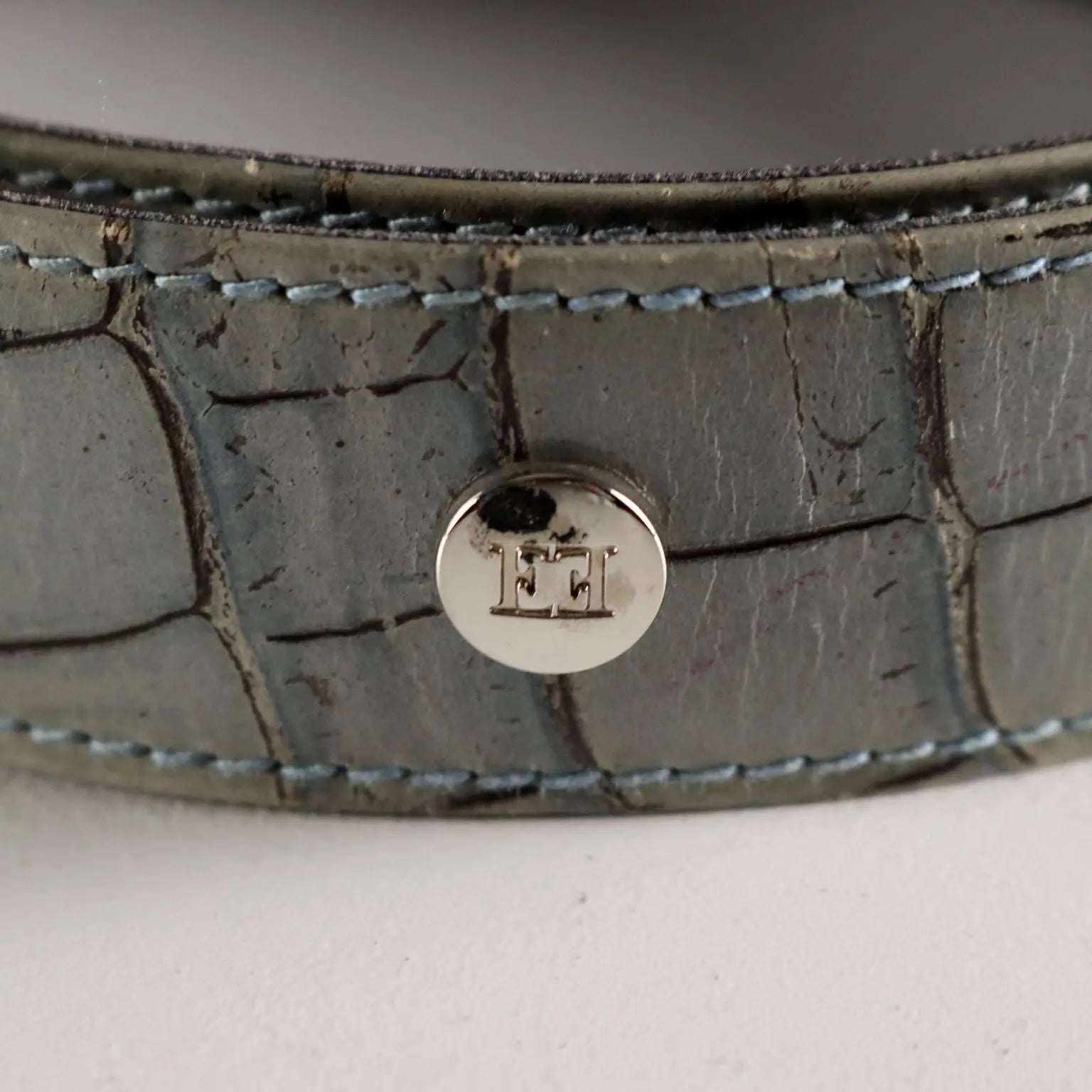Escada Crocodile Printed Belt Genuine Leather Second Hand