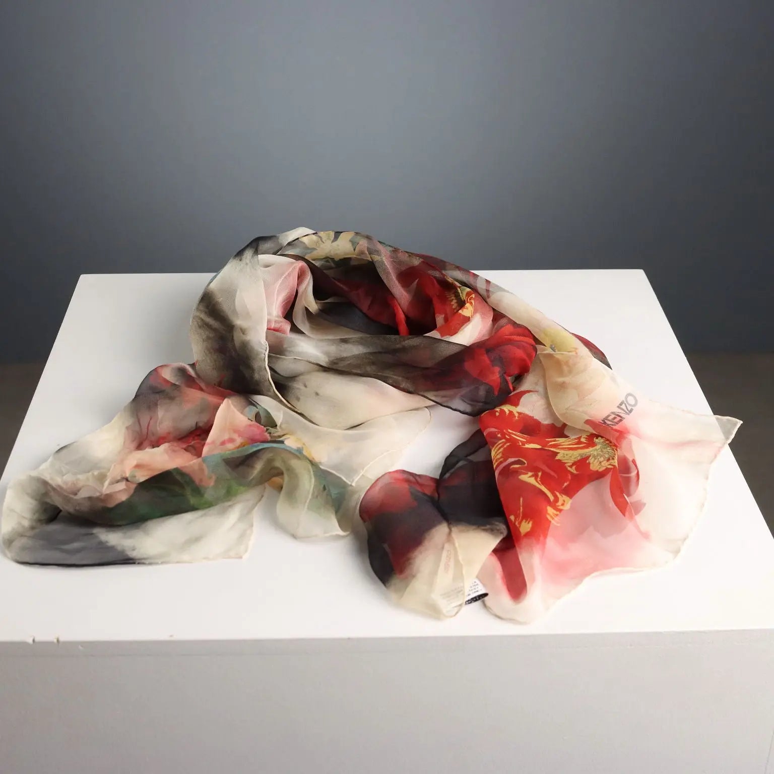 Kenzo Floral Scarf Pure Silk Second Hand France