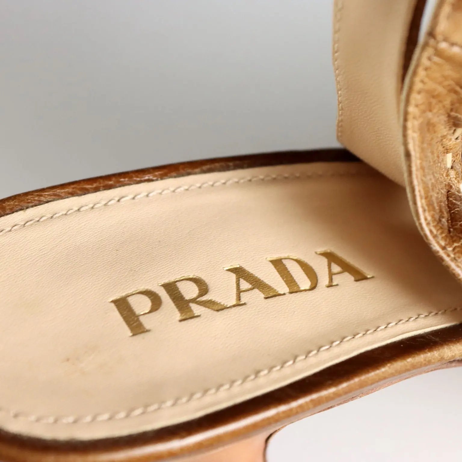 Prada Open Toe Leather Sandals UK Size 6 Second Hand Italy