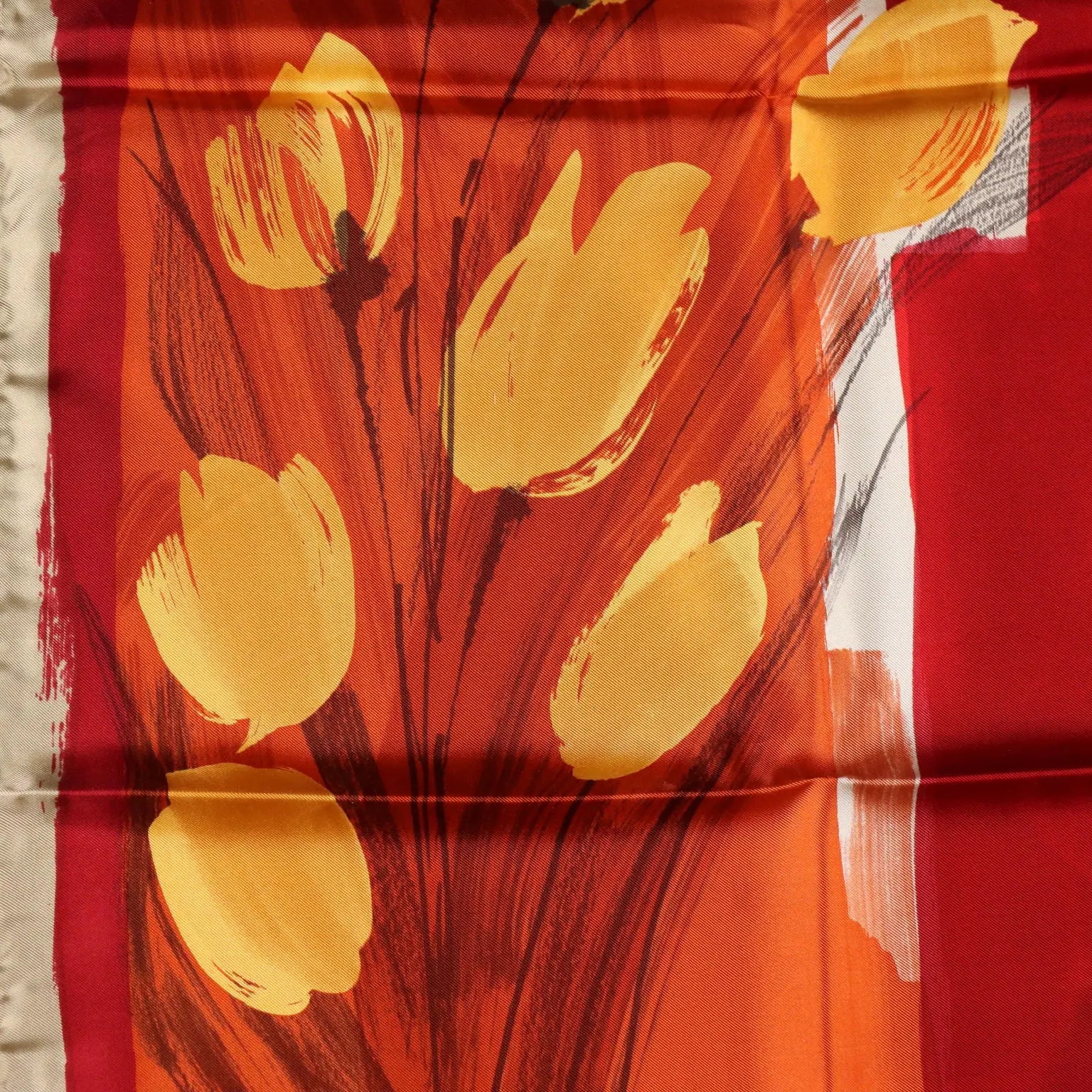Andrea Zanellato Scarf Silk Flower Pattern Second Hand Italy