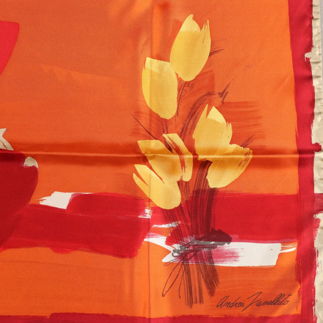 Andrea Zanellato Scarf Silk Flower Pattern Second Hand Italy