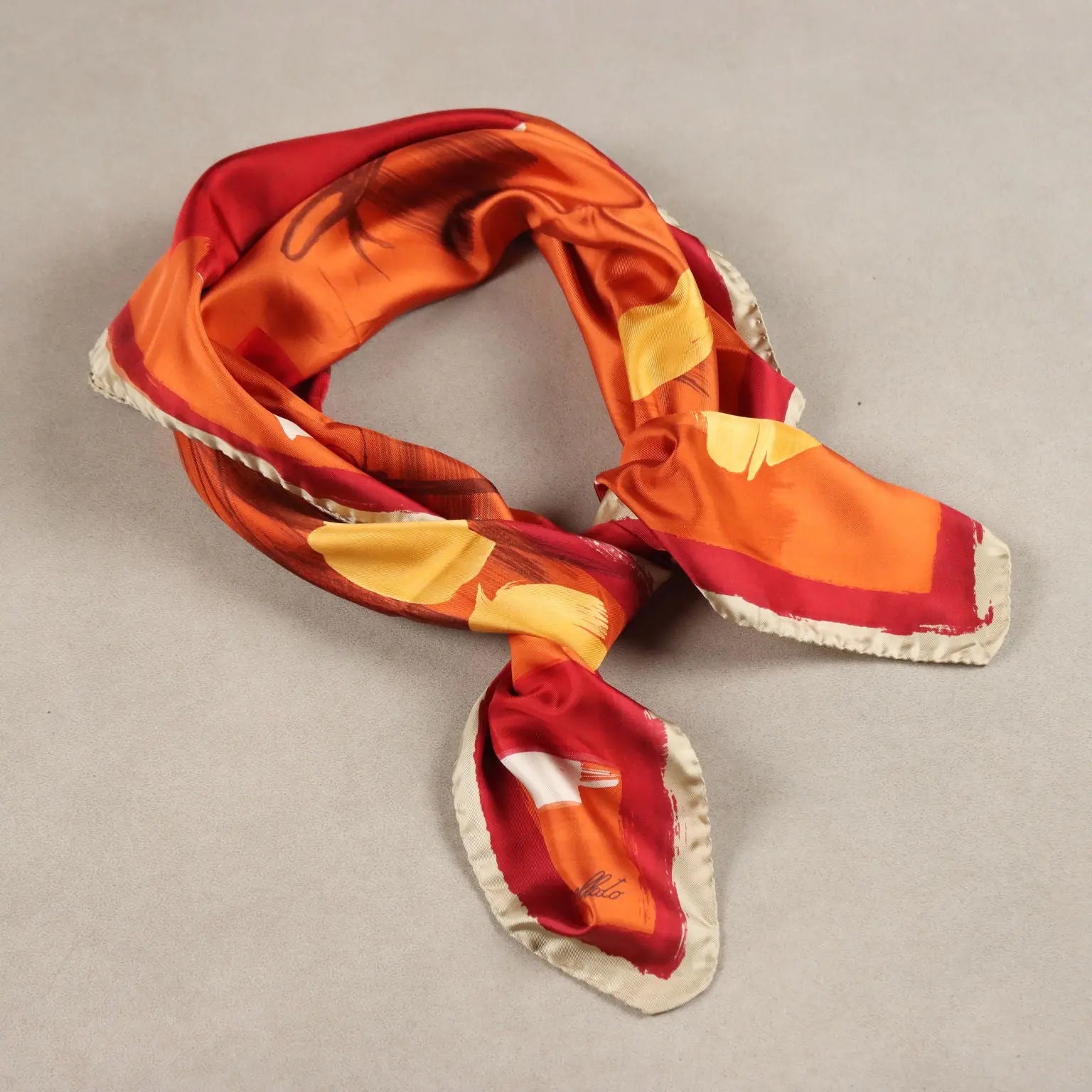 Andrea Zanellato Scarf Silk Flower Pattern Second Hand Italy
