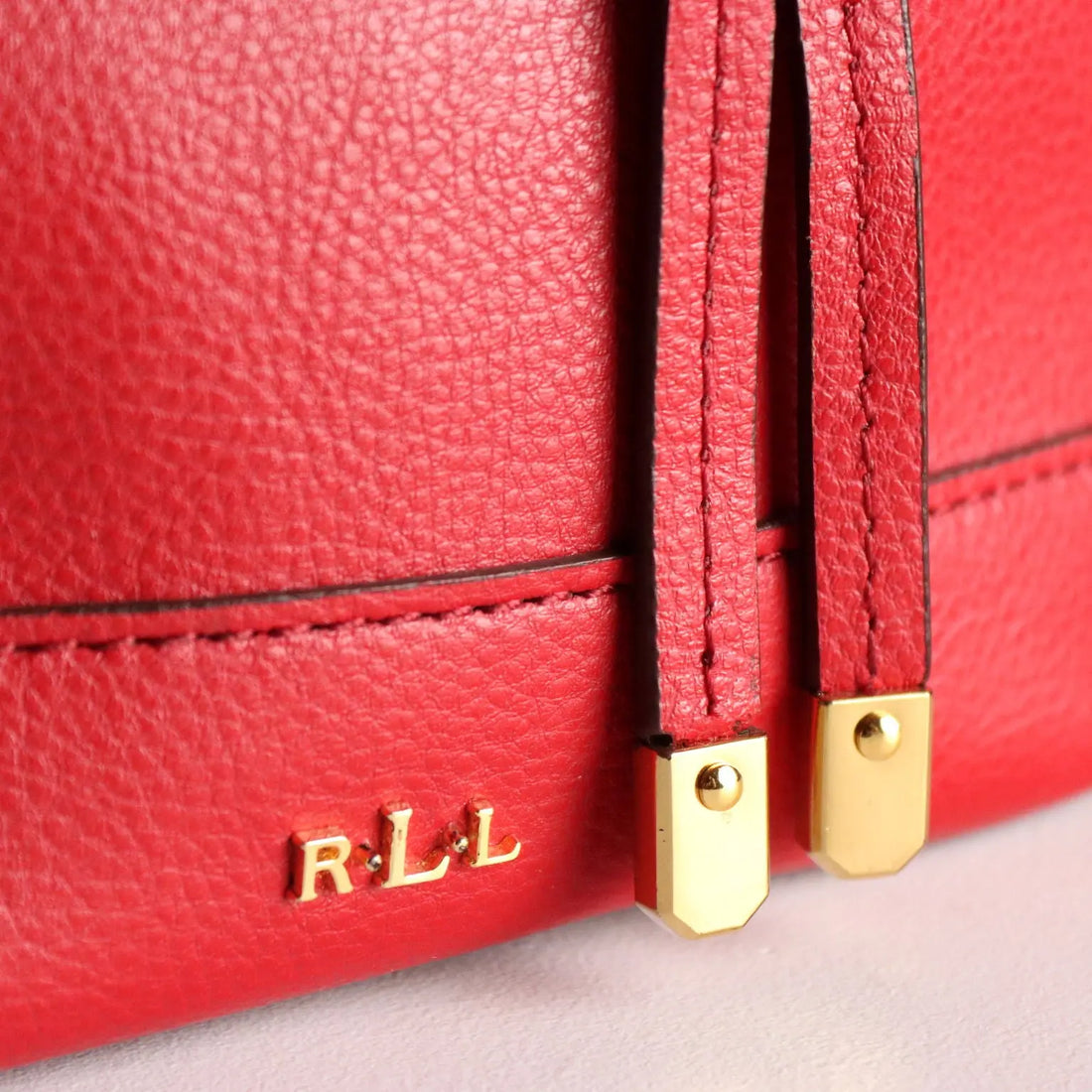 Ralph Lauren Bucket Bag Red Leather Gilded Details Second Hand