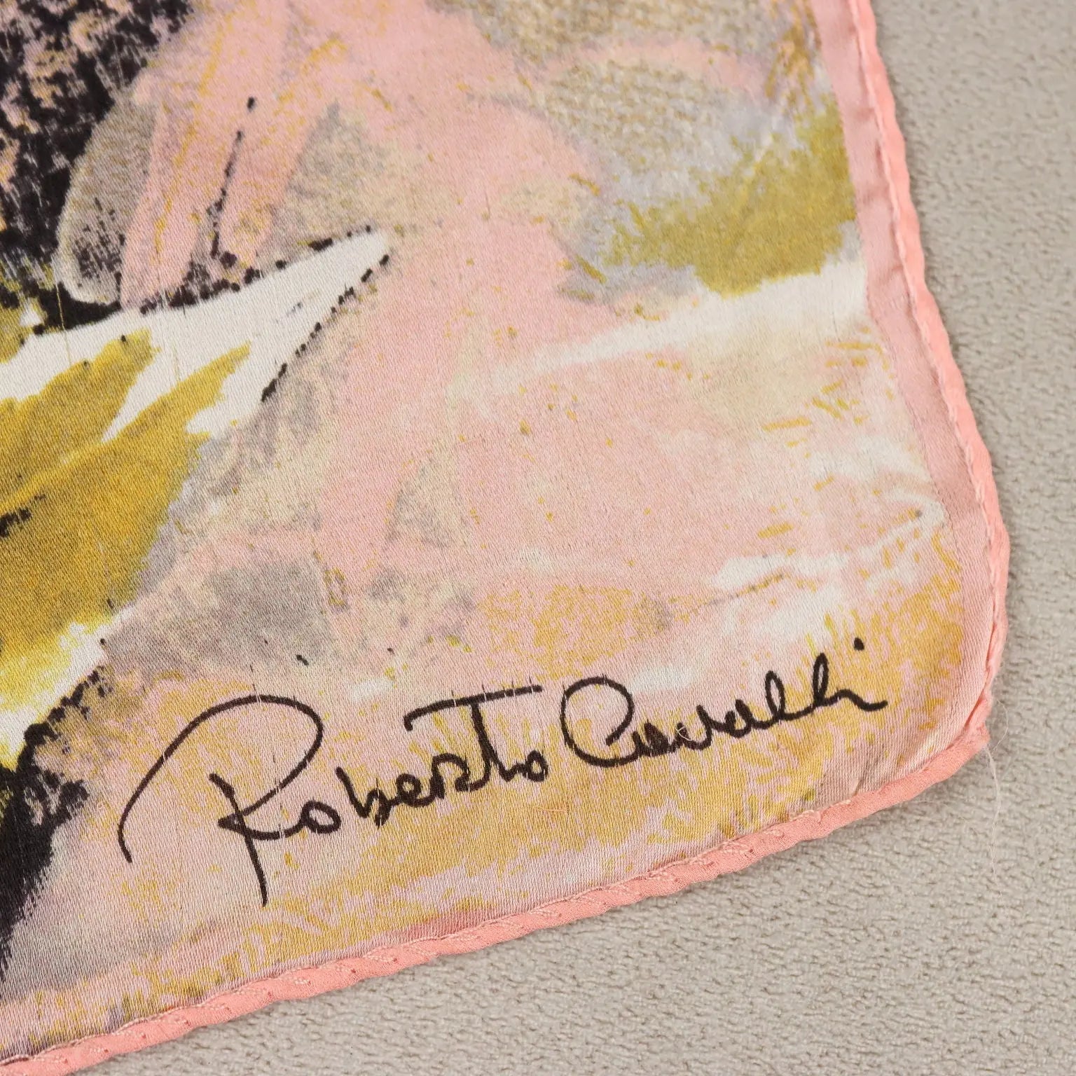 Roberto Cavalli Exotic Print Silk Scarf Coloured Pre-Loved
